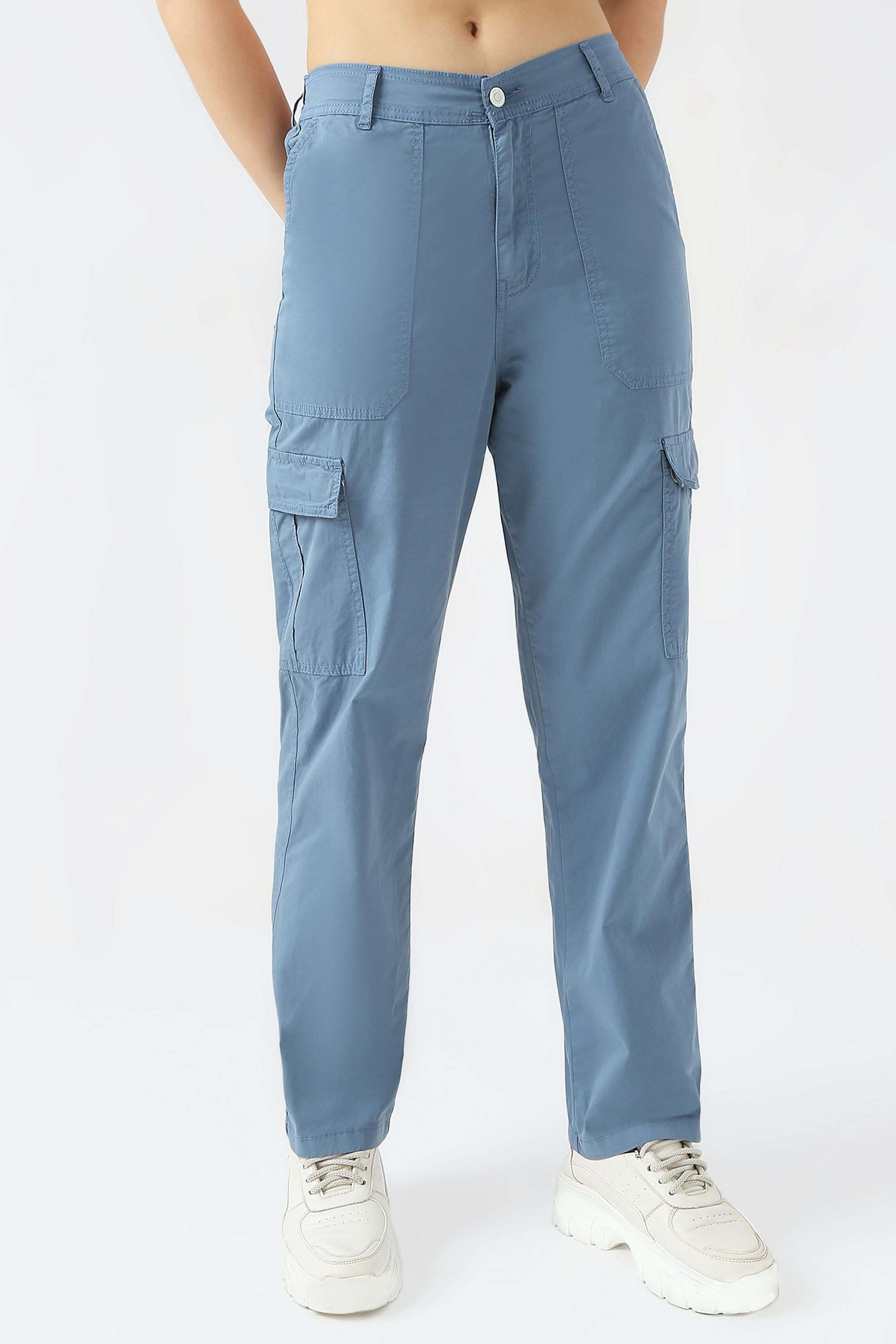 kraus Solid Relaxed Fit Cotton Blend Women's Casual Wear Trousers-picture-39