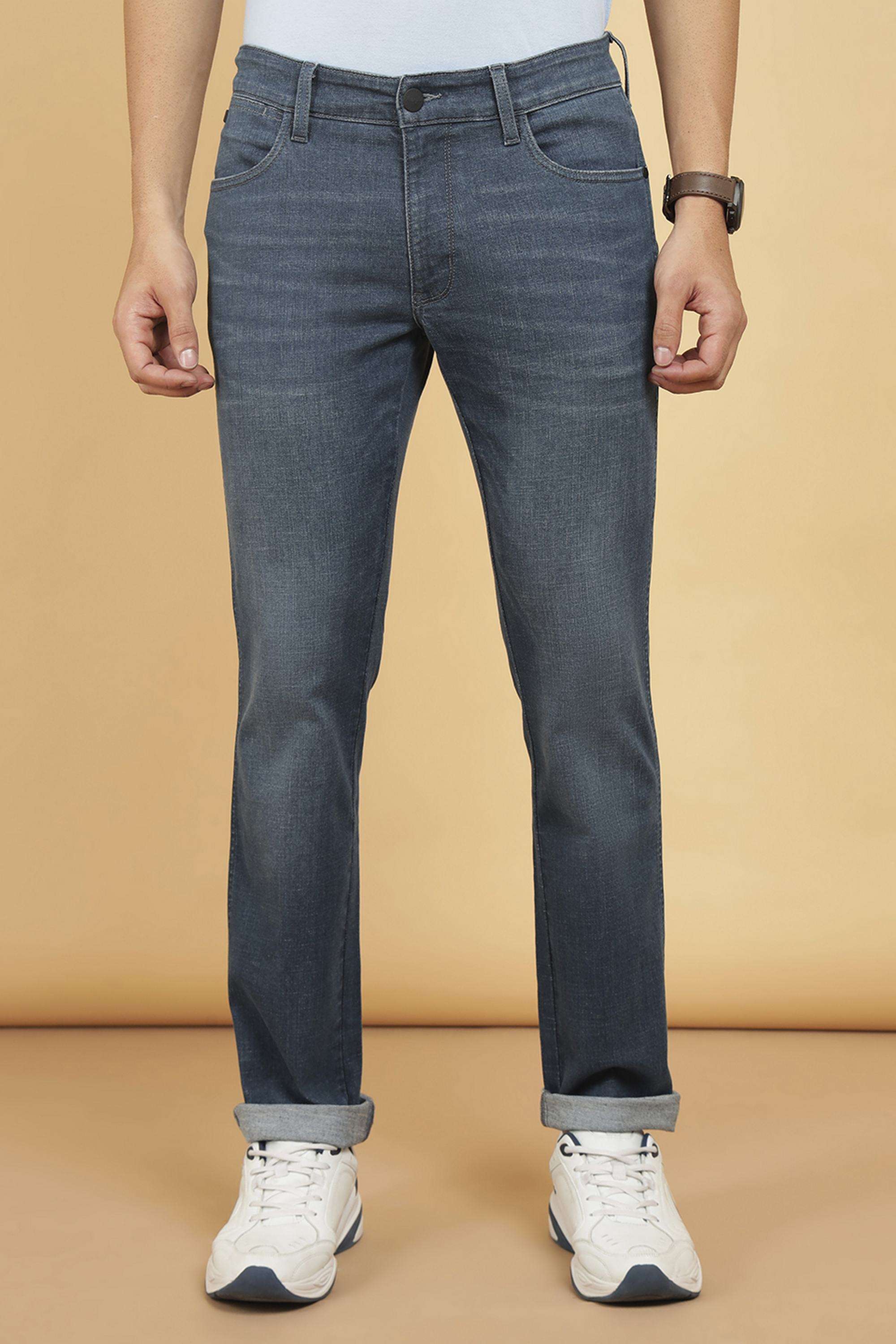 Solid-Blended-Fabric-Straight-Fit-Men-s-Jeans