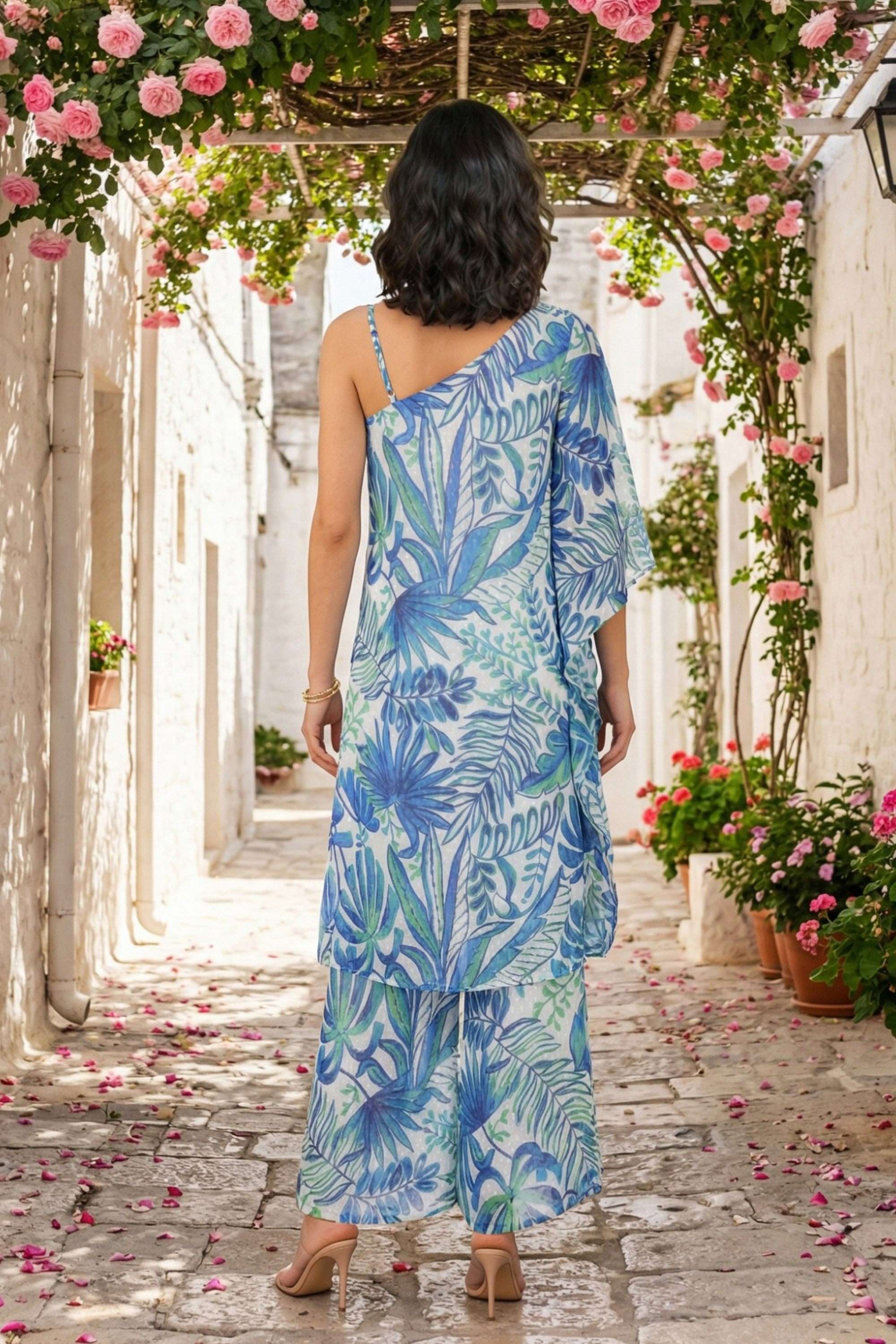Tropical-Chiffon-Woven-Women-s-Kurta-and-Flared-Pants-Co-Ord-Set