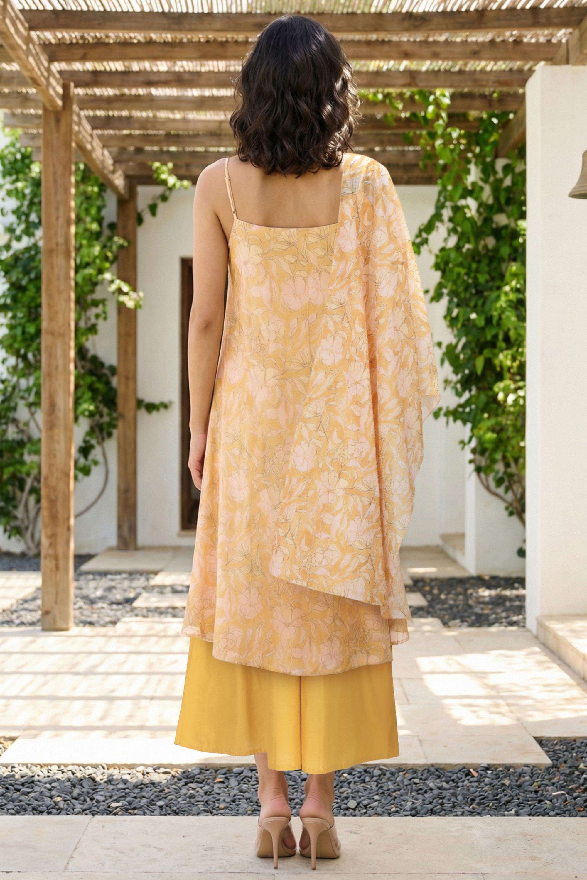 Floral-Square-Neck-Blended-Fabric-Women-Kurta-with-Palazzo-and-Dupatta