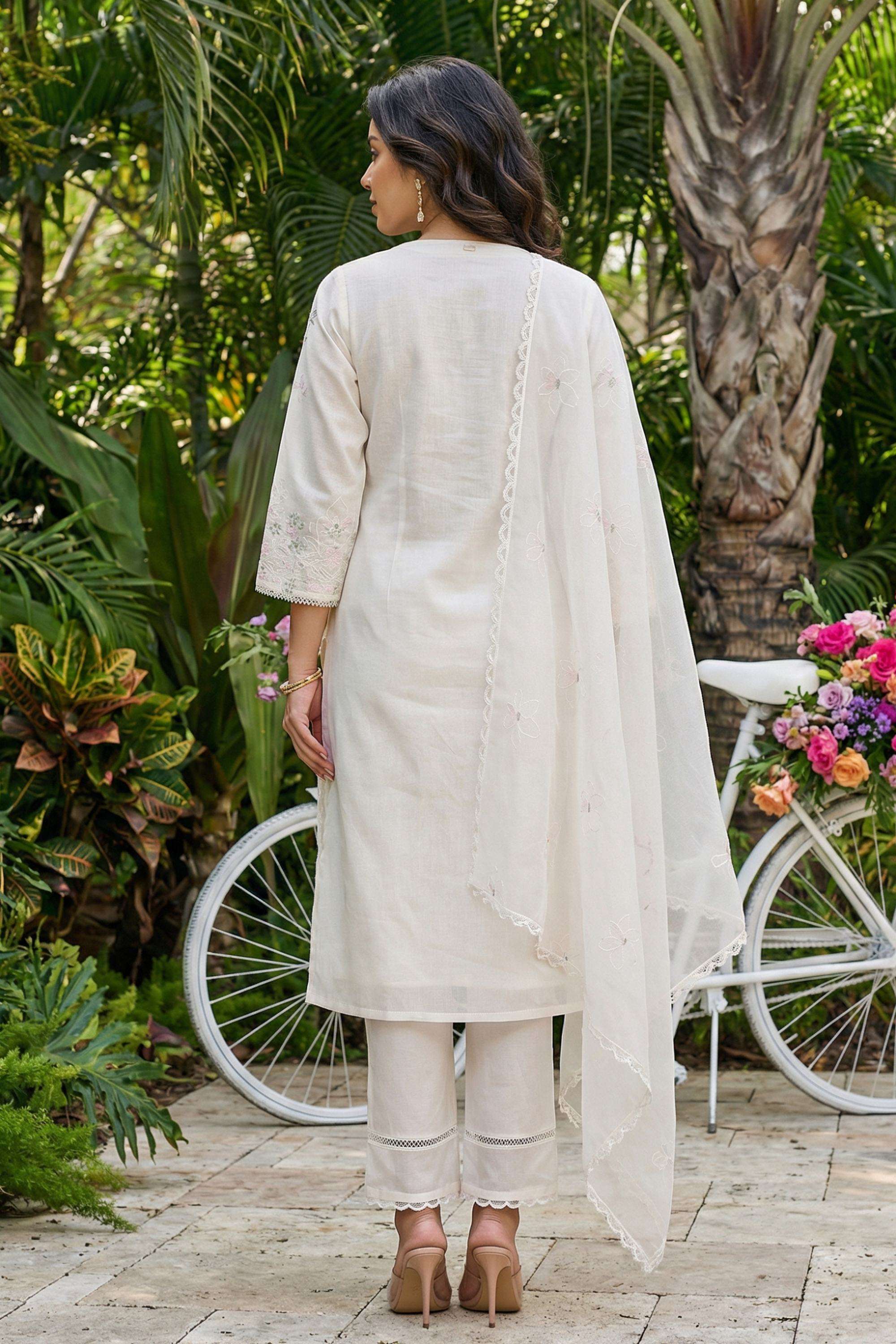 Embroidered-Chanderi-V-Neck-Women-s-Festive-Wear-Kurta-Set