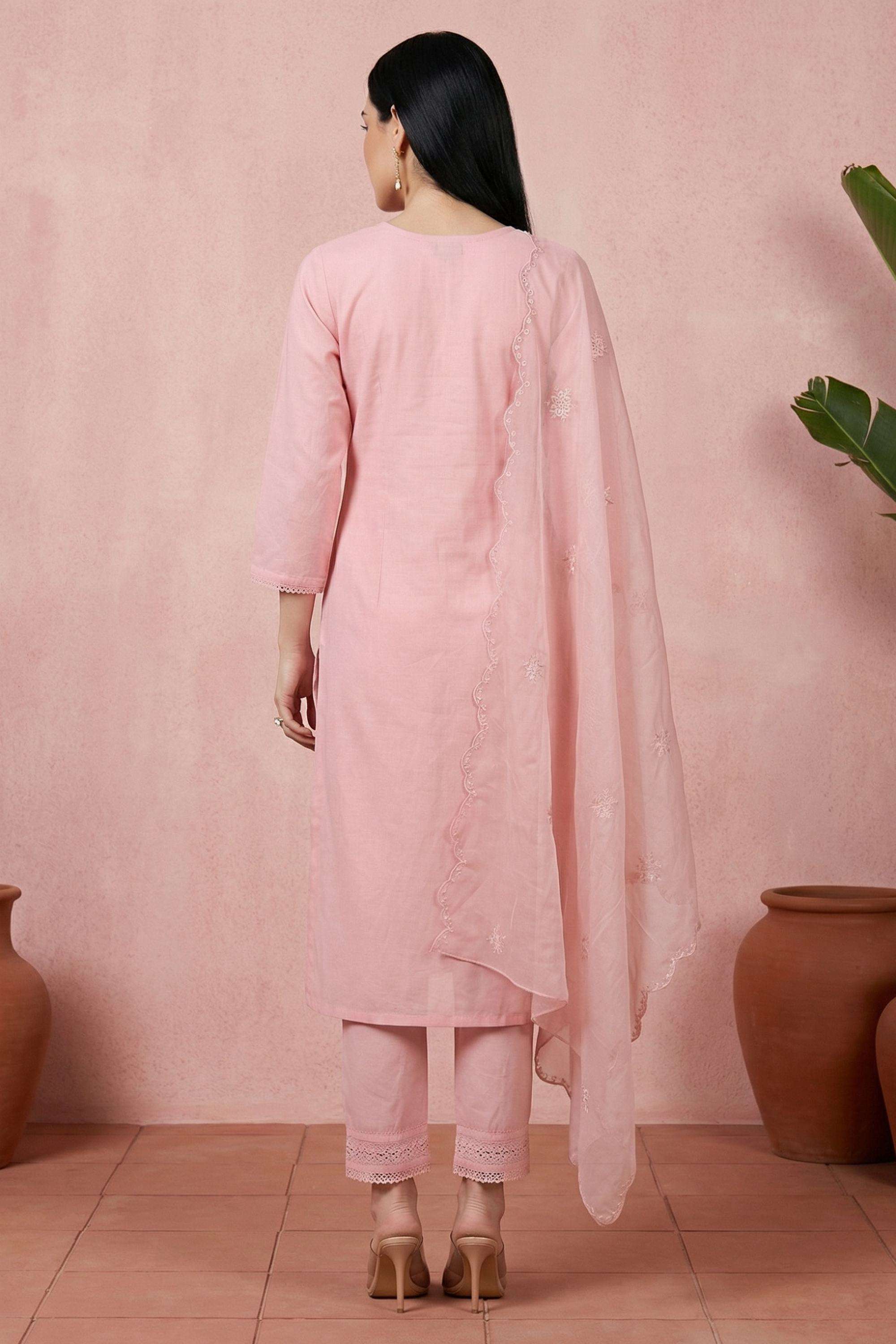 Embroidered-V-Neck-Cotton-Women-Kurta-with-Pant-and-Dupatta