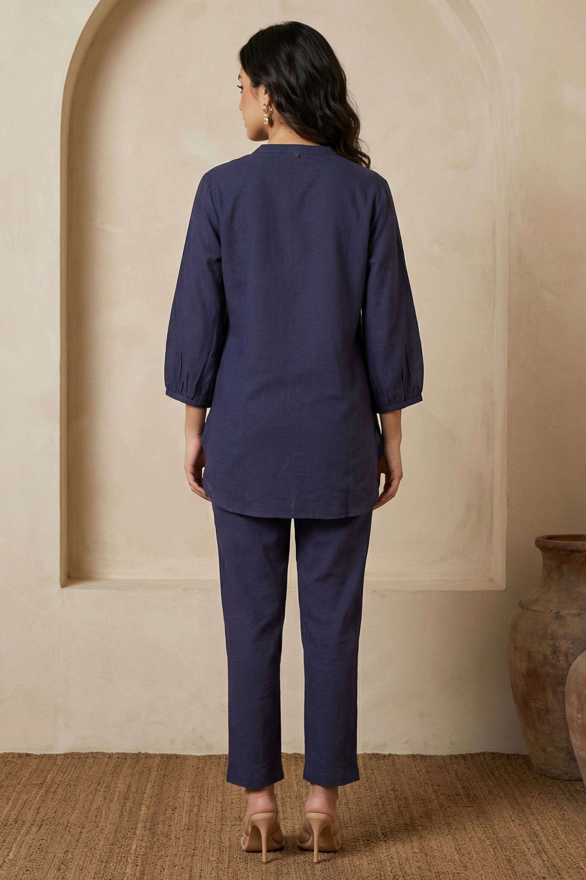 Embroidered-Rayon-Round-Neck-Women-s-Casual-Wear-Co-Ord-Set