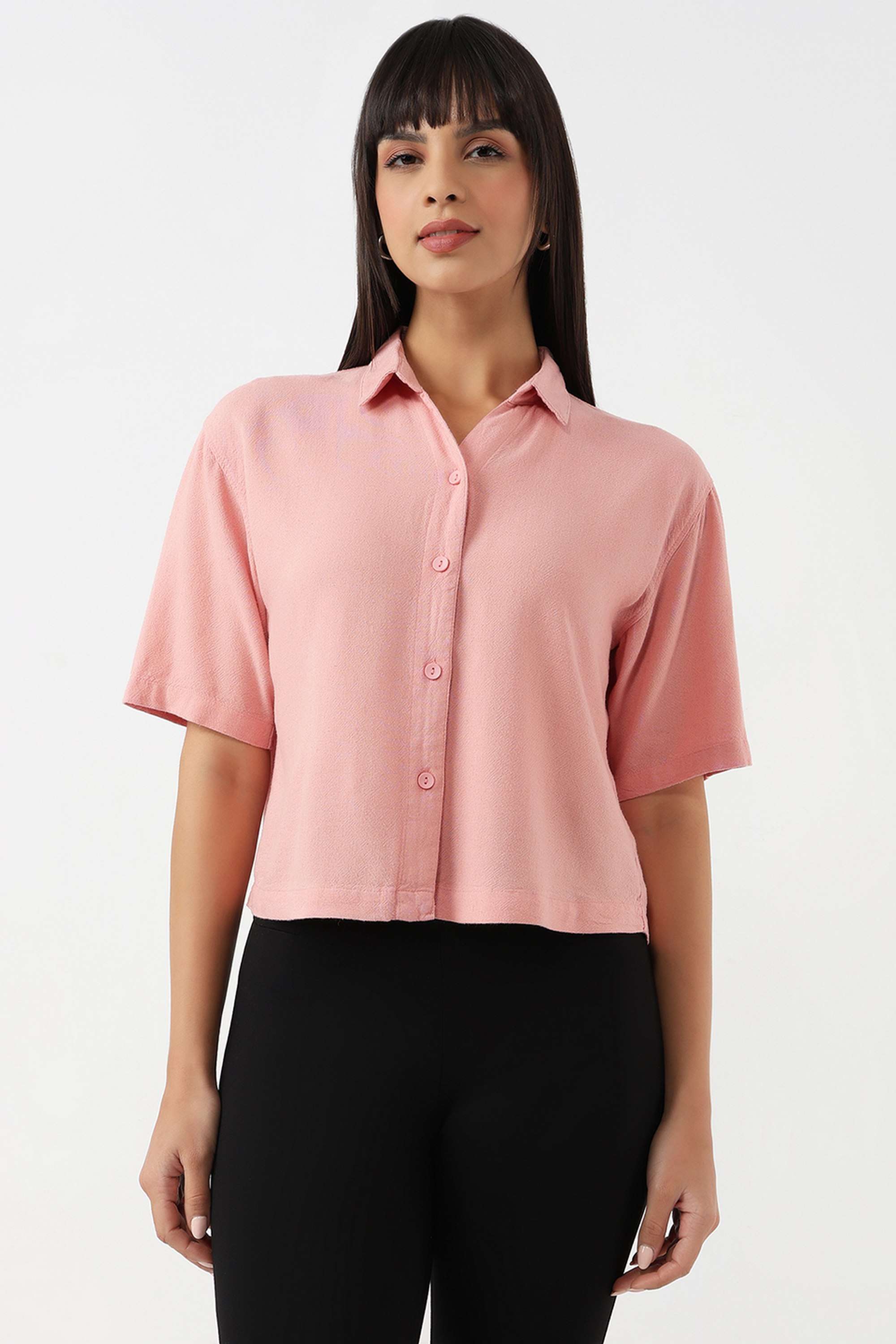 kraus Solid Spread Collar Linen Blend Women's Casual Wear Shirt-picture-31