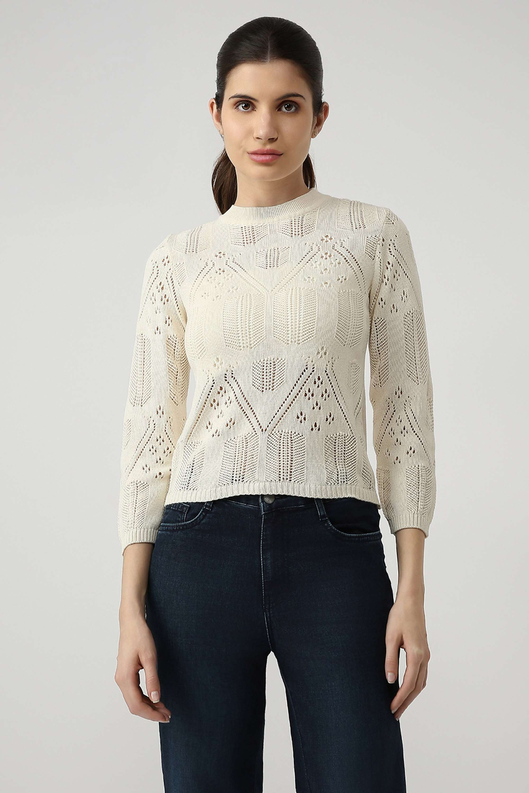 kraus Schiffli Cotton Round Neck Women's Top-picture-19