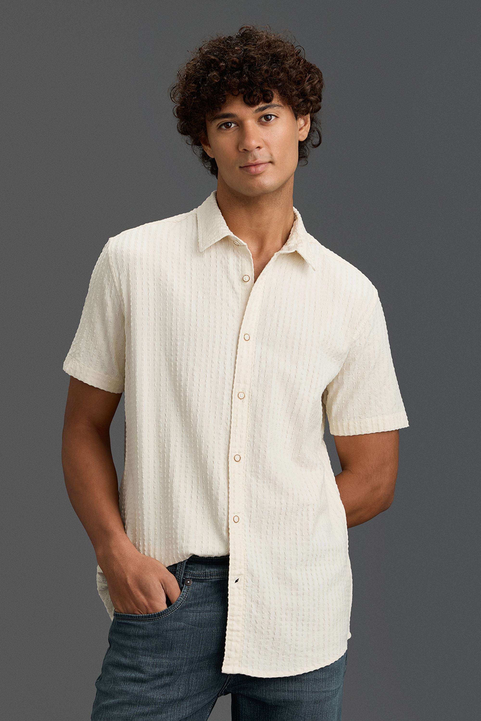 Solid-Cotton-Stretch-Regular-Fit-Men-s-Casual-Shirt