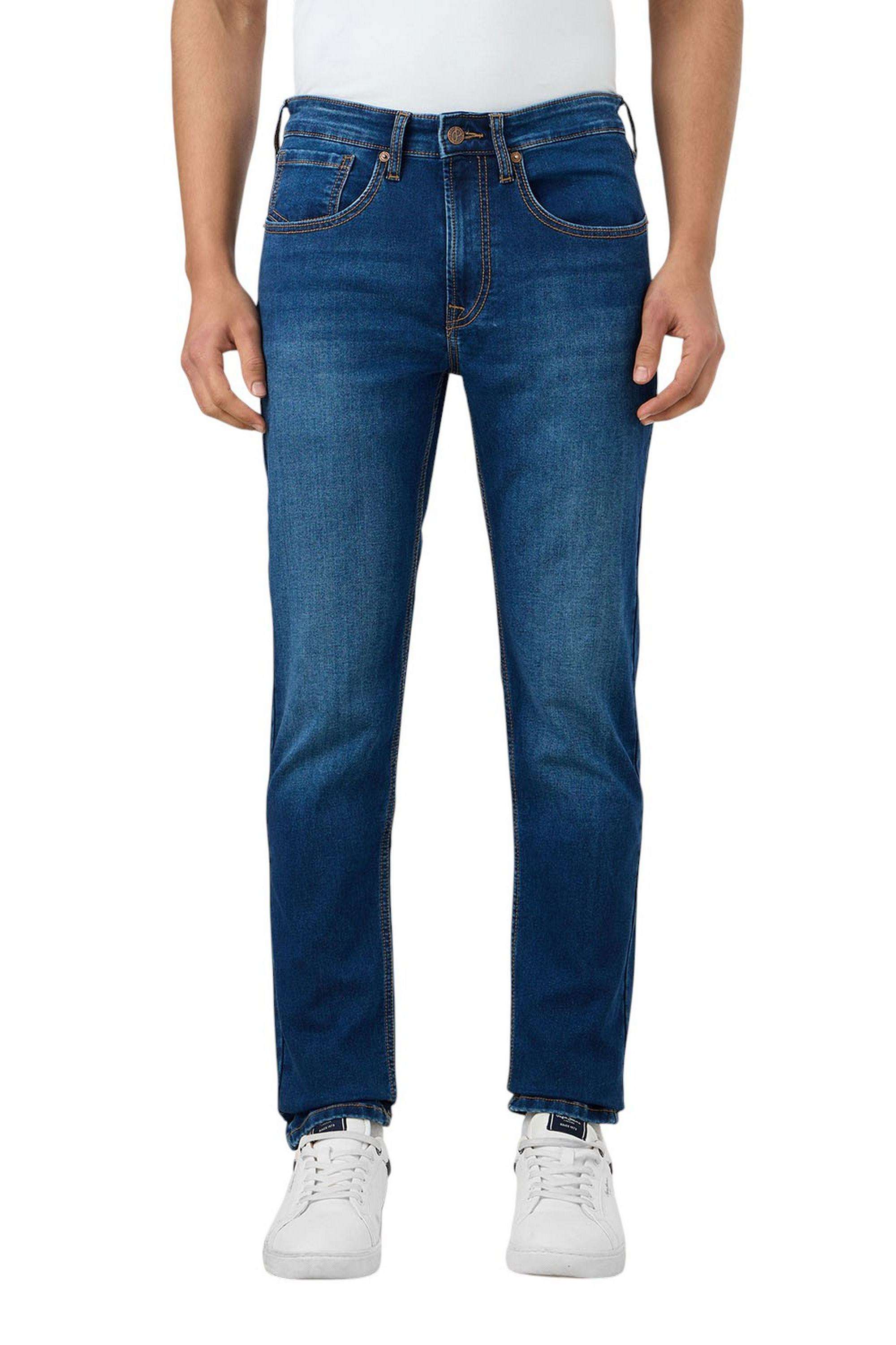 Solid-Polyester-Cotton-Slim-Fit-Men-s-Jeans