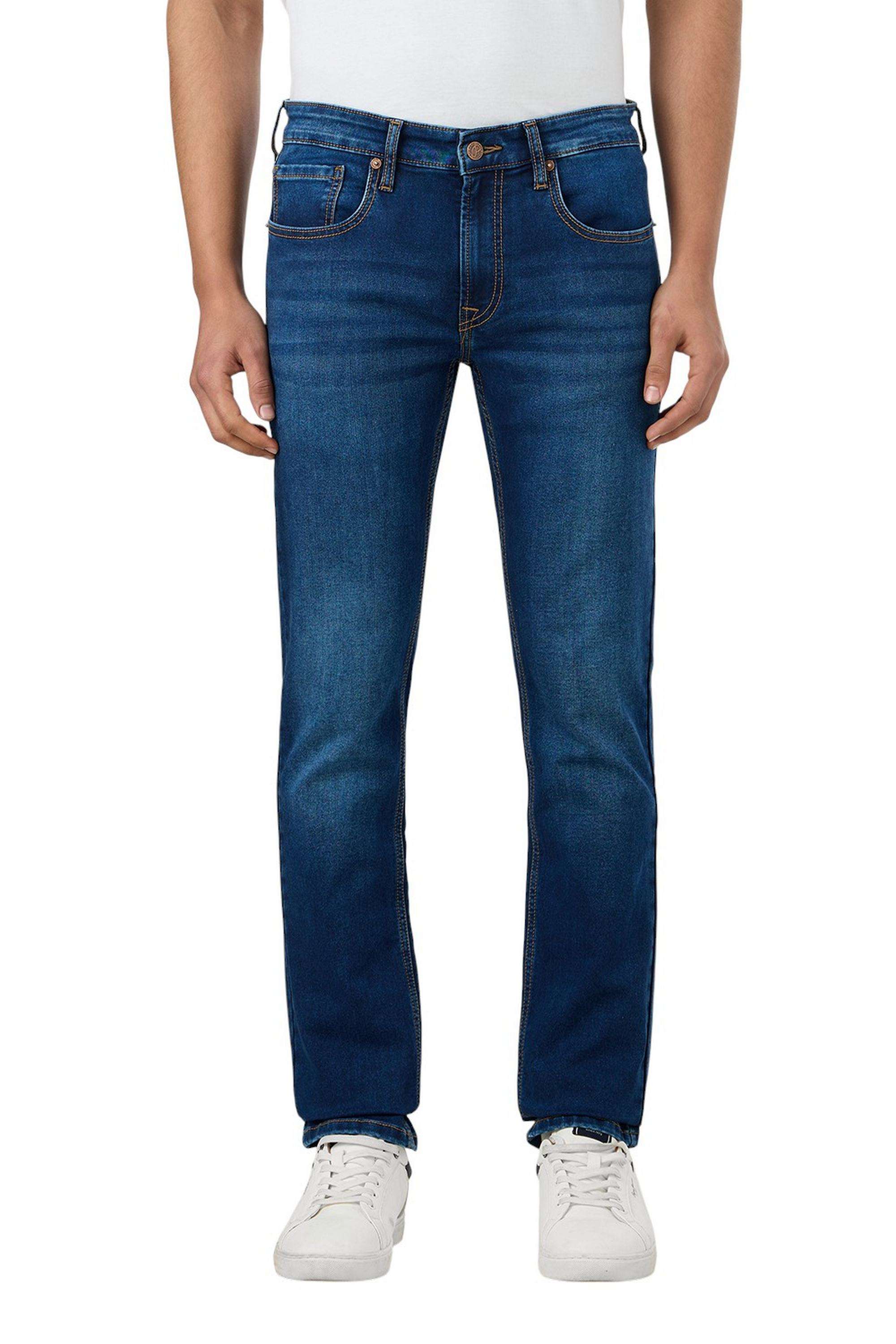 Solid-Polyester-Cotton-Slim-Fit-Men-s-Jeans