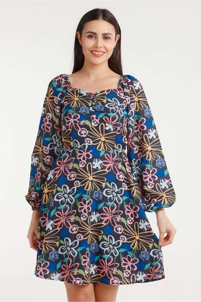 zink london Printed Polyester Sweetheart Neck Women's Mini Dress-picture-35