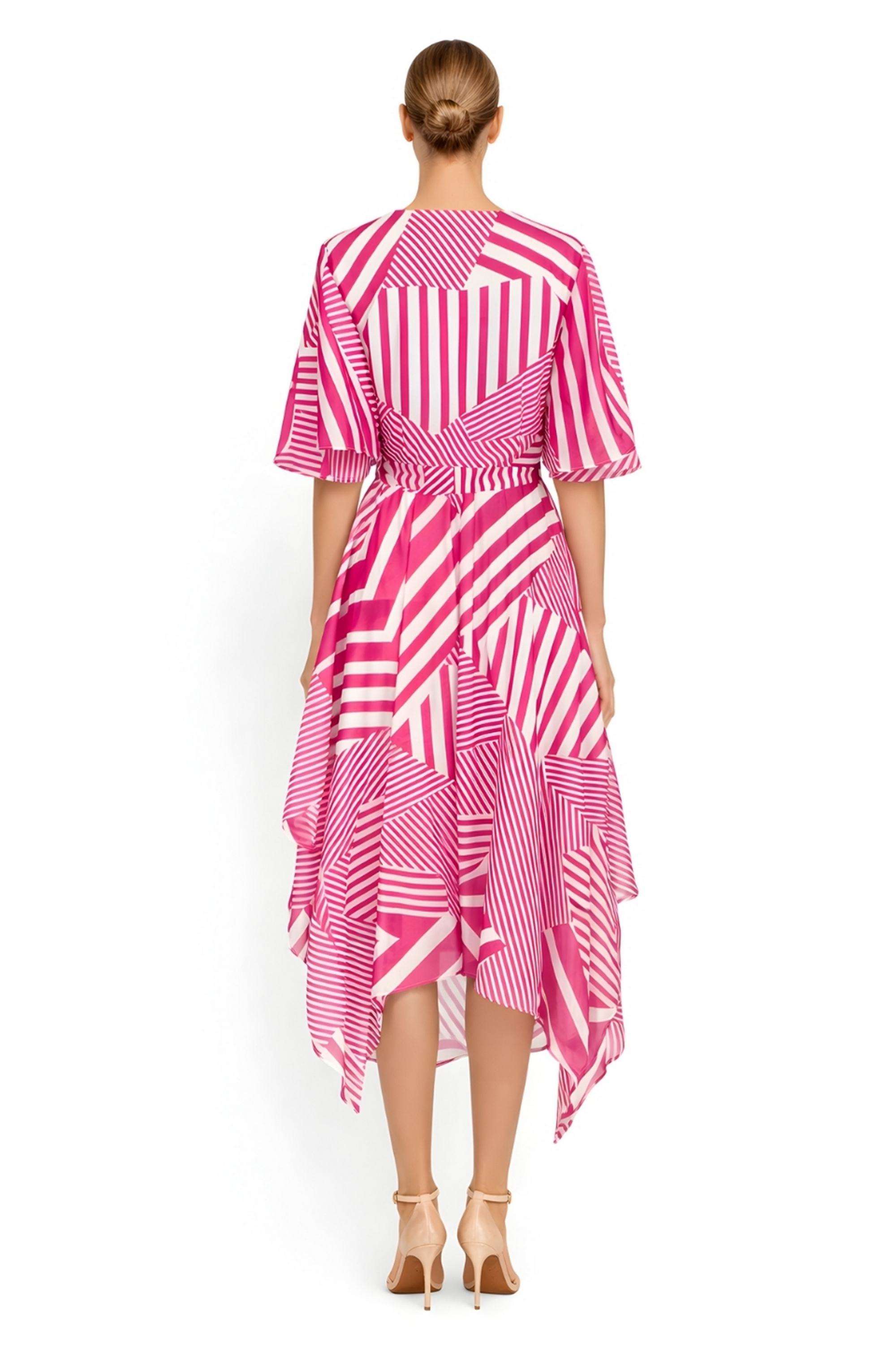 Printed-Polyester-V-Neck-Women-s-Dress