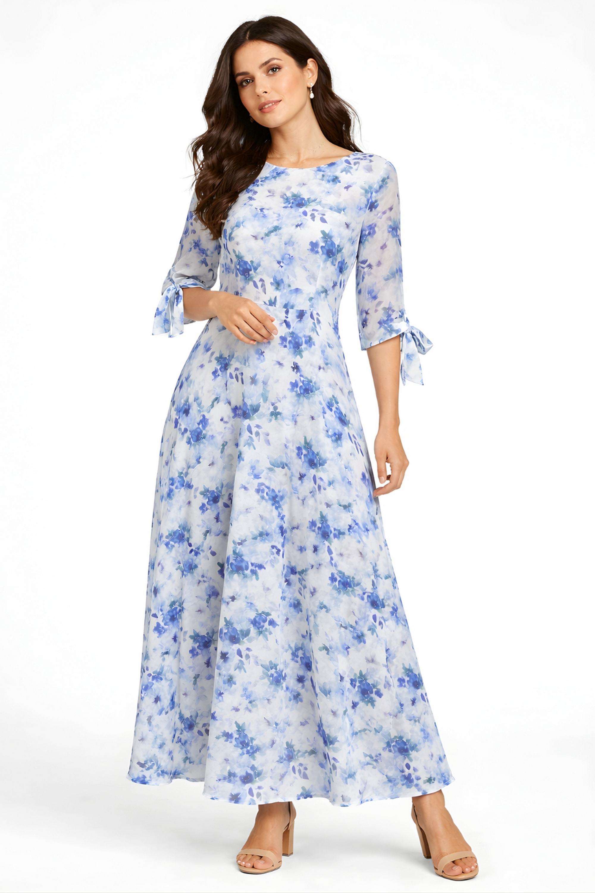 Floral-Polyester-Women-Dress