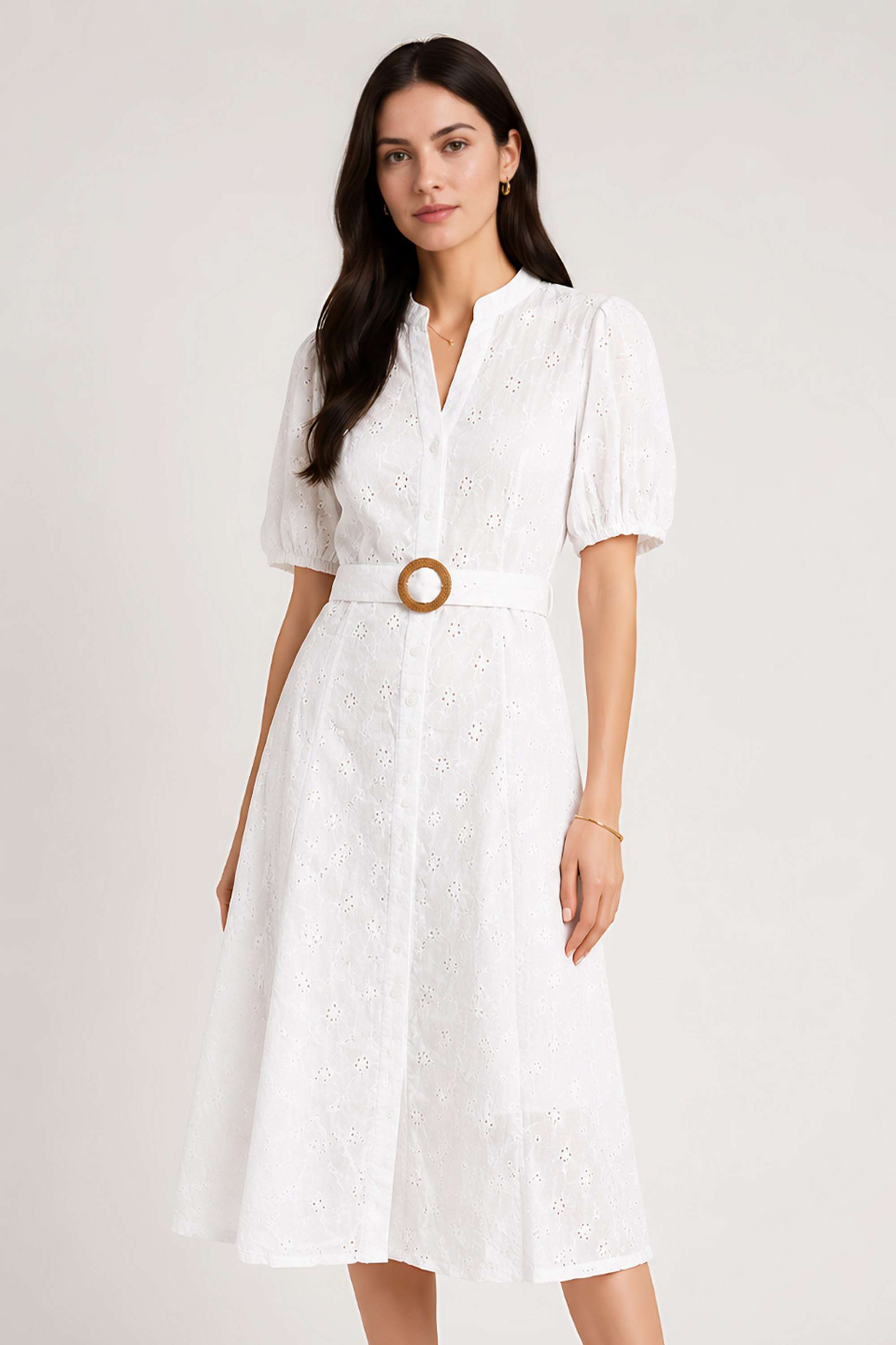zink london Solid Cotton V-Neck Women's Midi Dress-picture-37