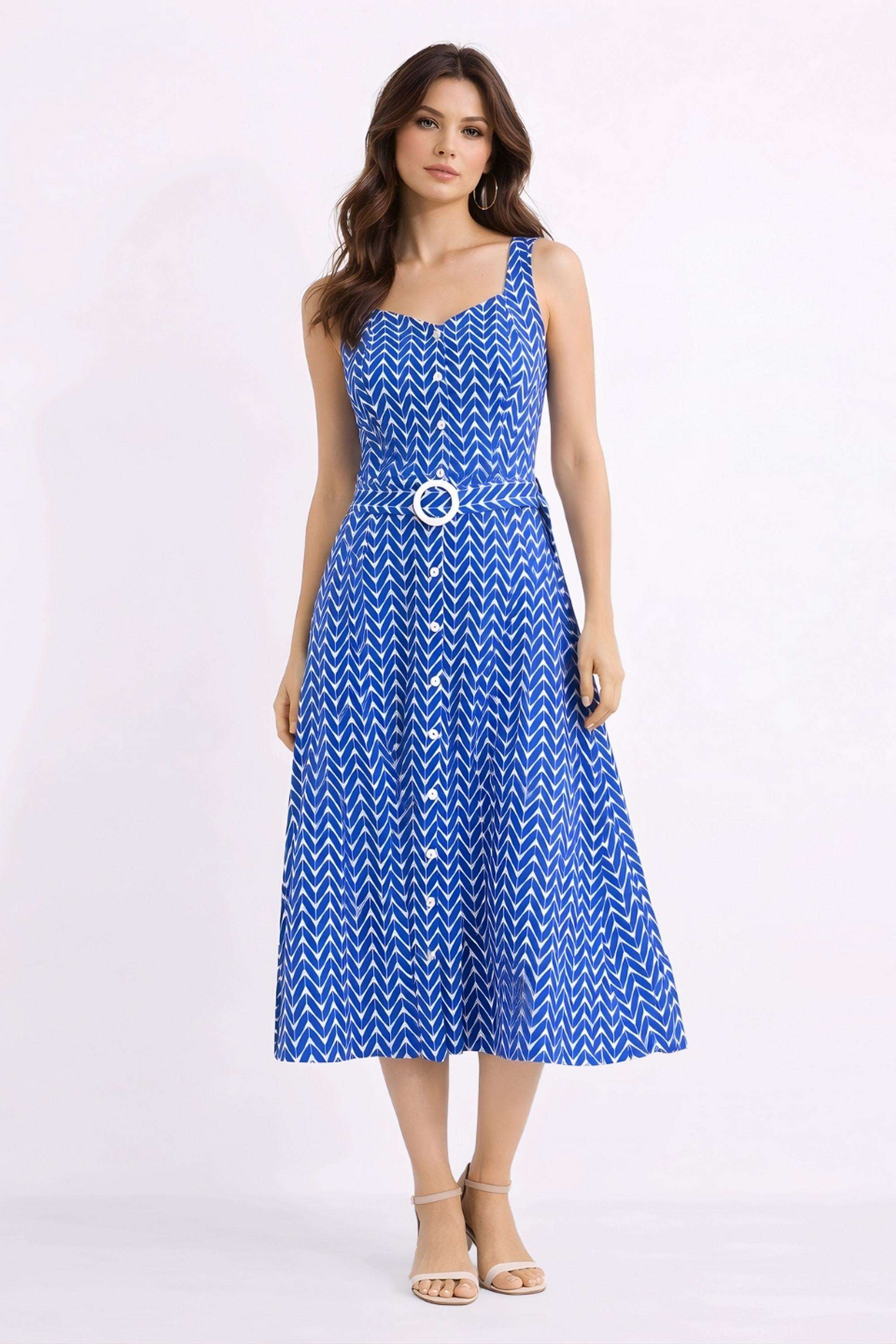Abstract-V-Neck-Viscose-Women-Dress