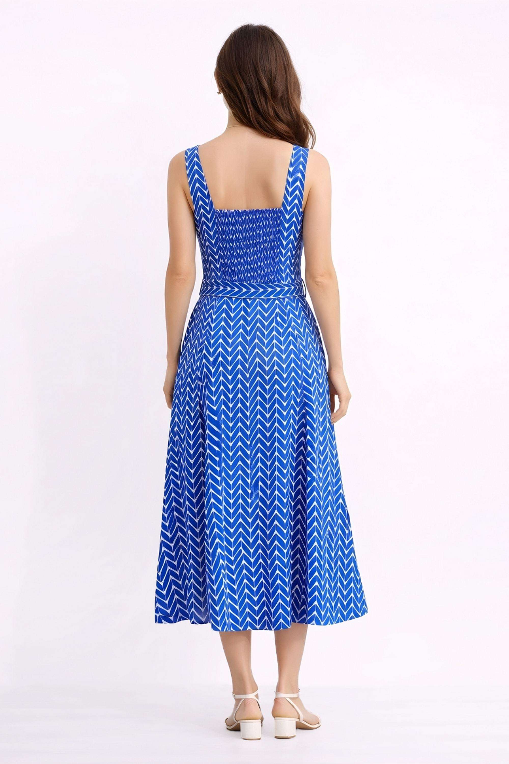 Abstract-V-Neck-Viscose-Women-Dress