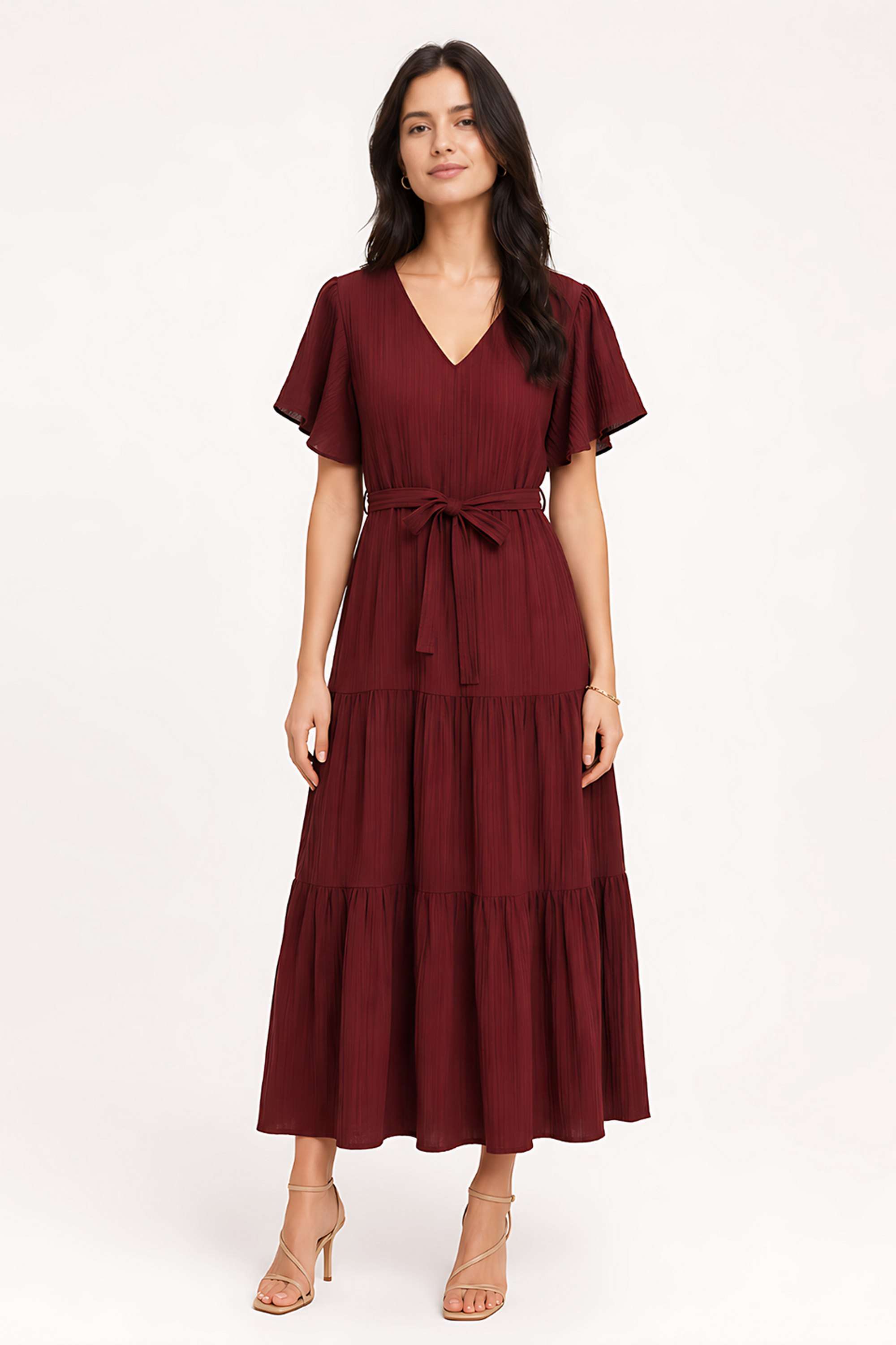 zink london Solid Blended Fabric V-Neck Women's Maxi Dress-picture-22