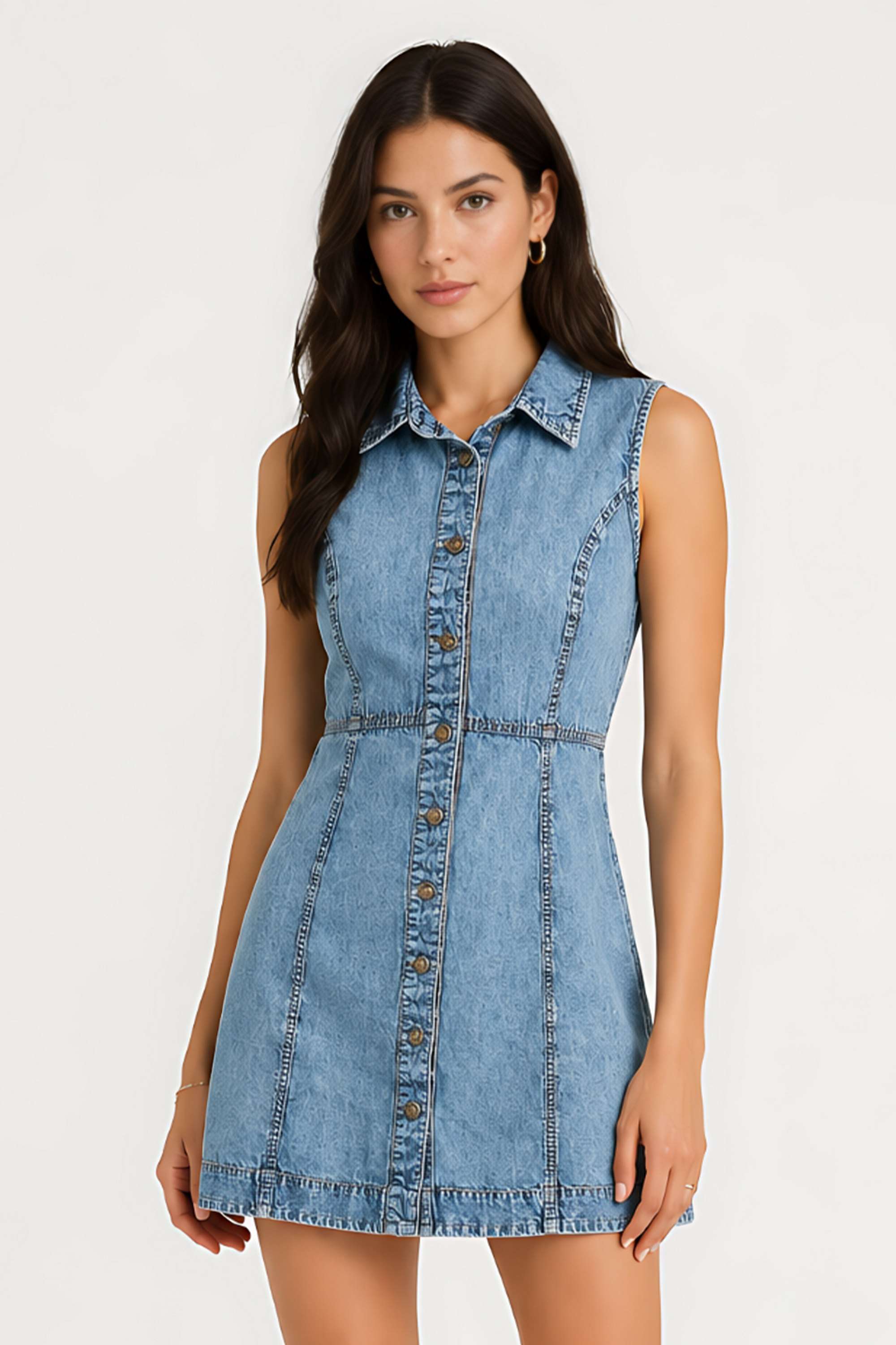 zink london Solid Cotton Collared Women's Mini Dress-picture-35