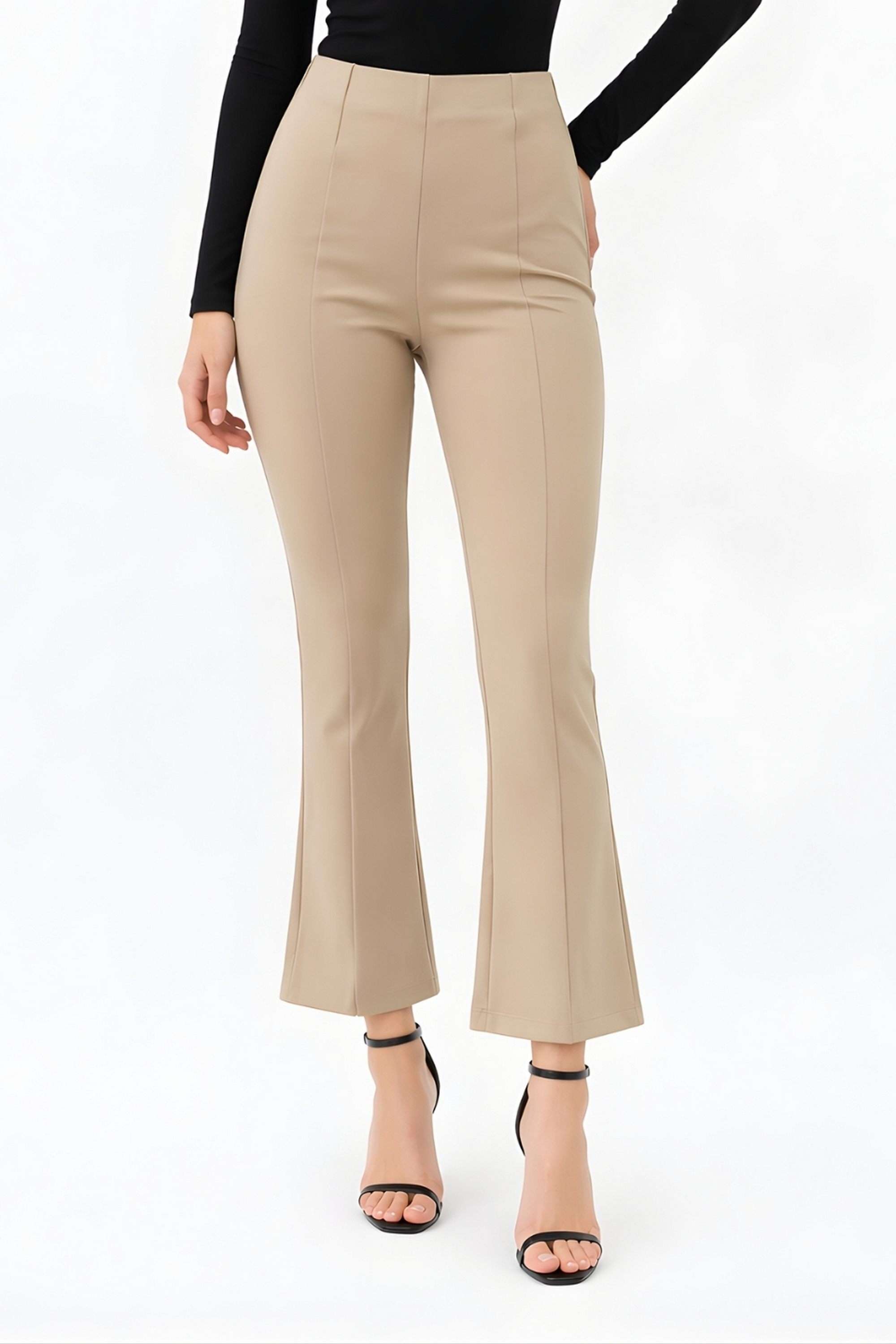 Solid Blended Fabric Regular Fit Women's Trousers-image-42