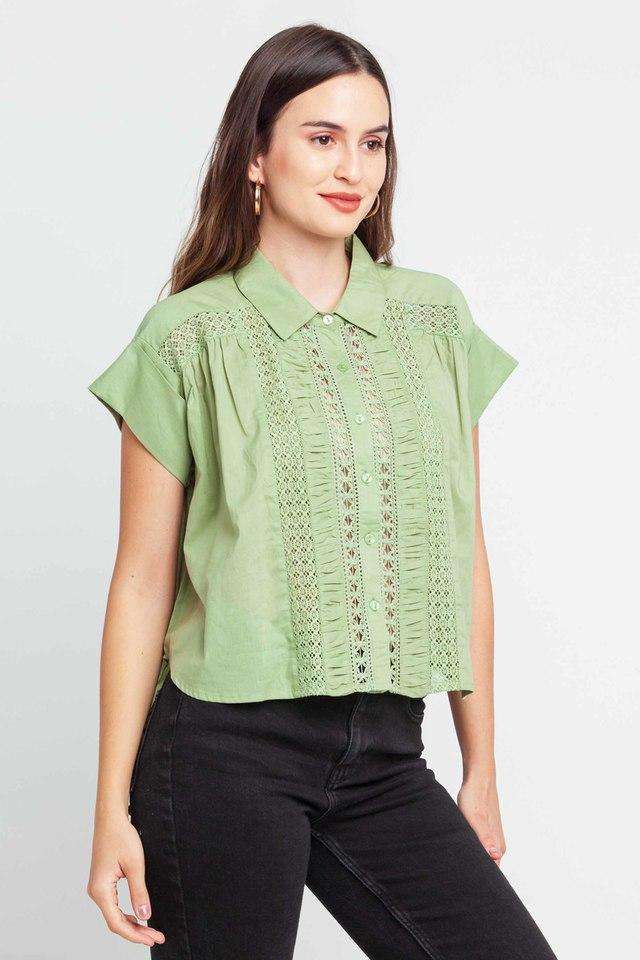 zink london Solid Collared Cotton Women Casual Wear Shirt-picture-20
