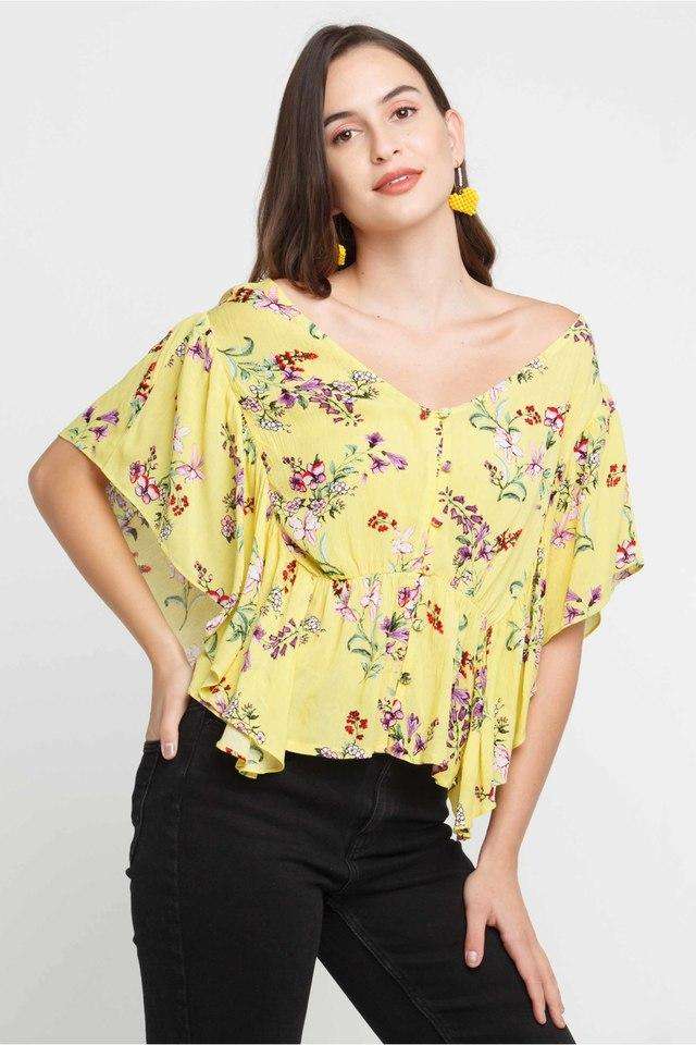 zink london Floral Rayon V-Neck Women Top-picture-39