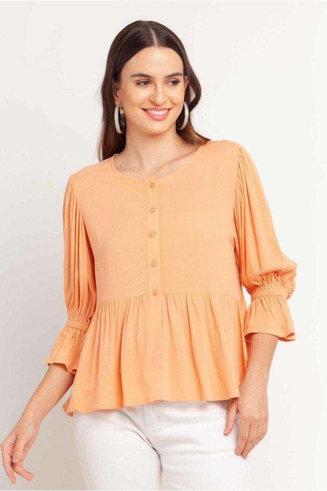 zink london Solid Viscose Round Neck Women Top-picture-22