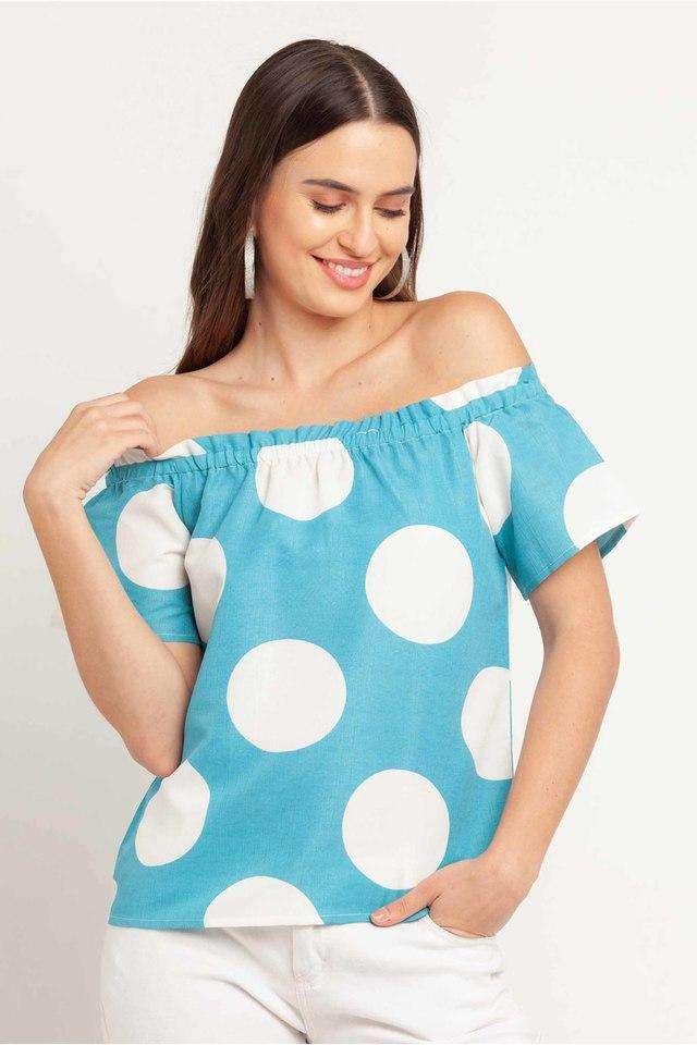 zink london Polka Dots Polyester Off Shoulder Women Top-picture-21