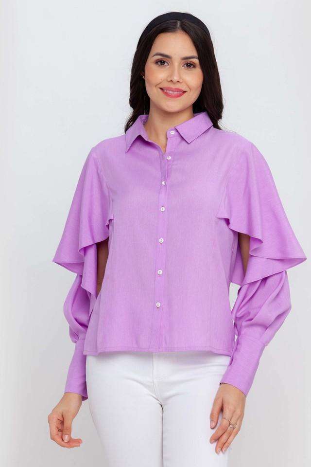 zink london Solid Round Neck Blended Fabric Women Casual Wear Shirt-picture-13