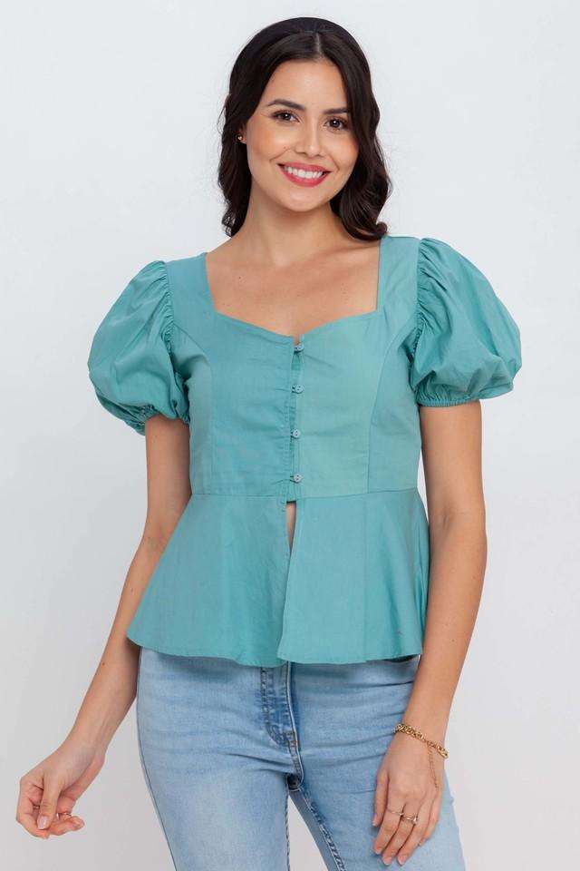 zink london Solid Cotton Sweetheart Neck Women Top-picture-31
