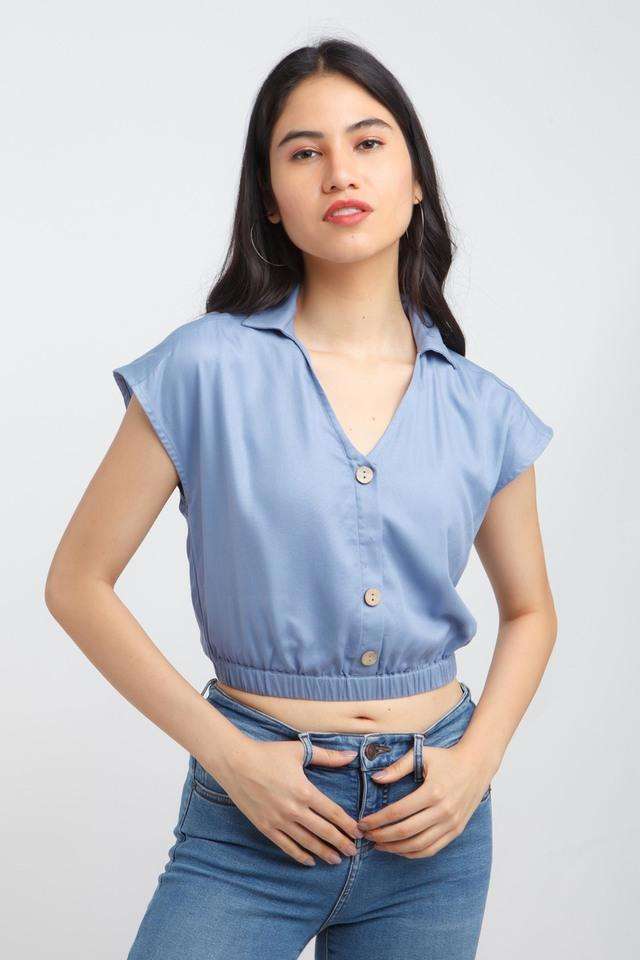 zink london Solid Viscose Collared Women Top-picture-16