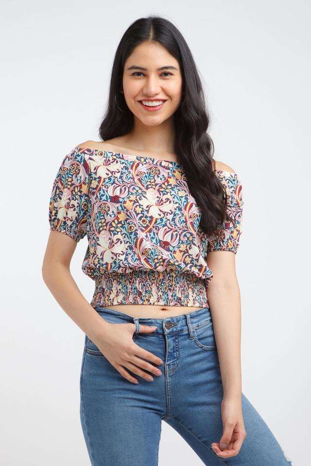 zink london Printed Polyester Off Shoulder Women Top-picture-18