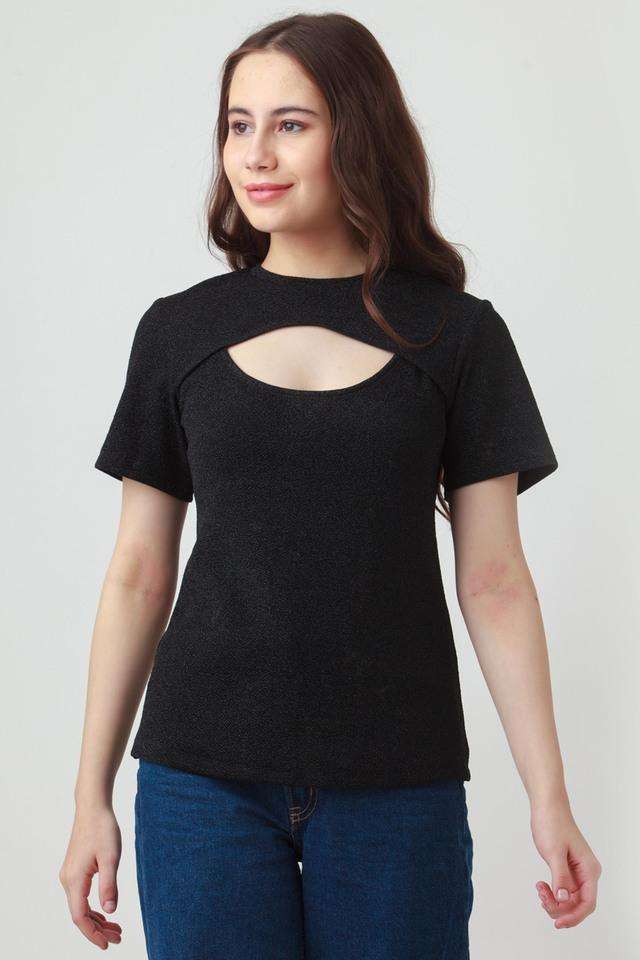 zink london Solid Polyester Round Neck Women Top-picture-26