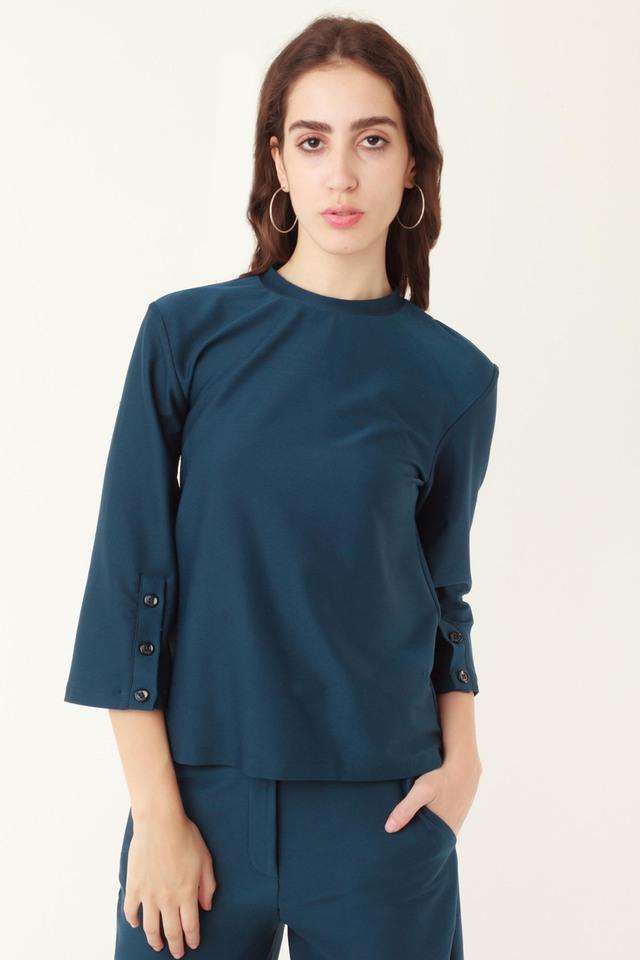 zink london Solid Cotton Blend Mandarin Womens Top-picture-38