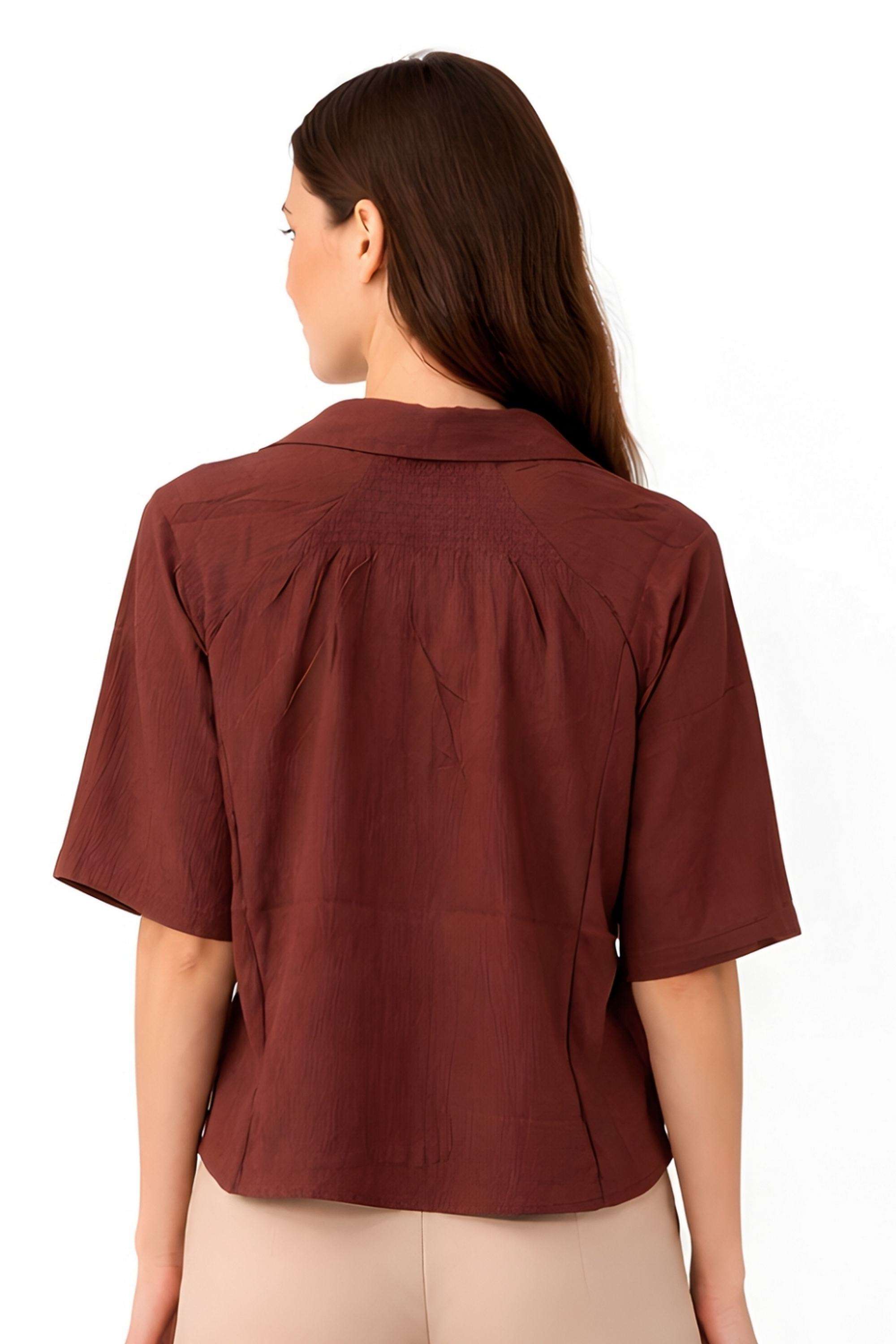 Solid-Rayon-Collared-Women-s-Top