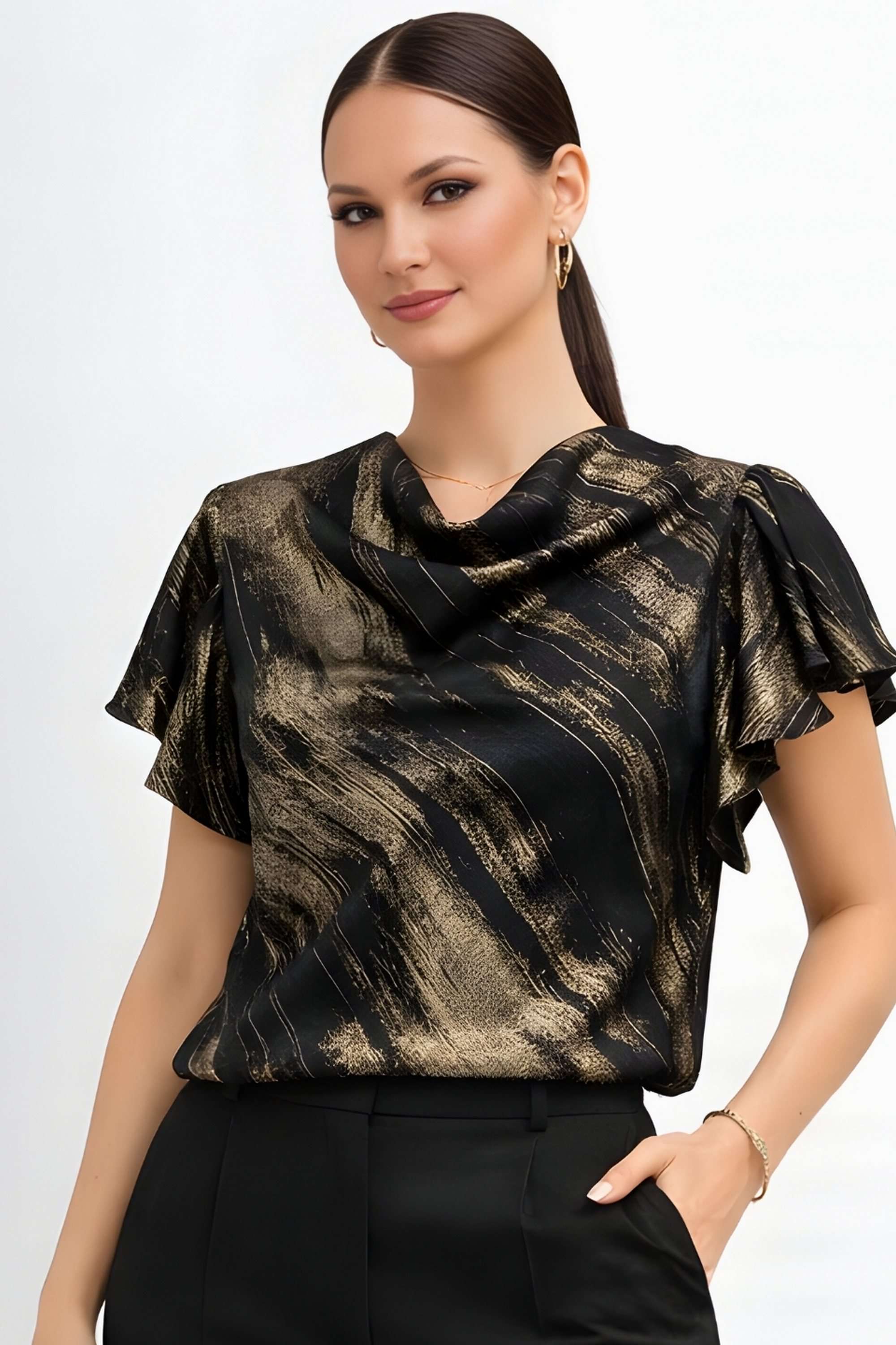 Solid-Polyester-Women-Top