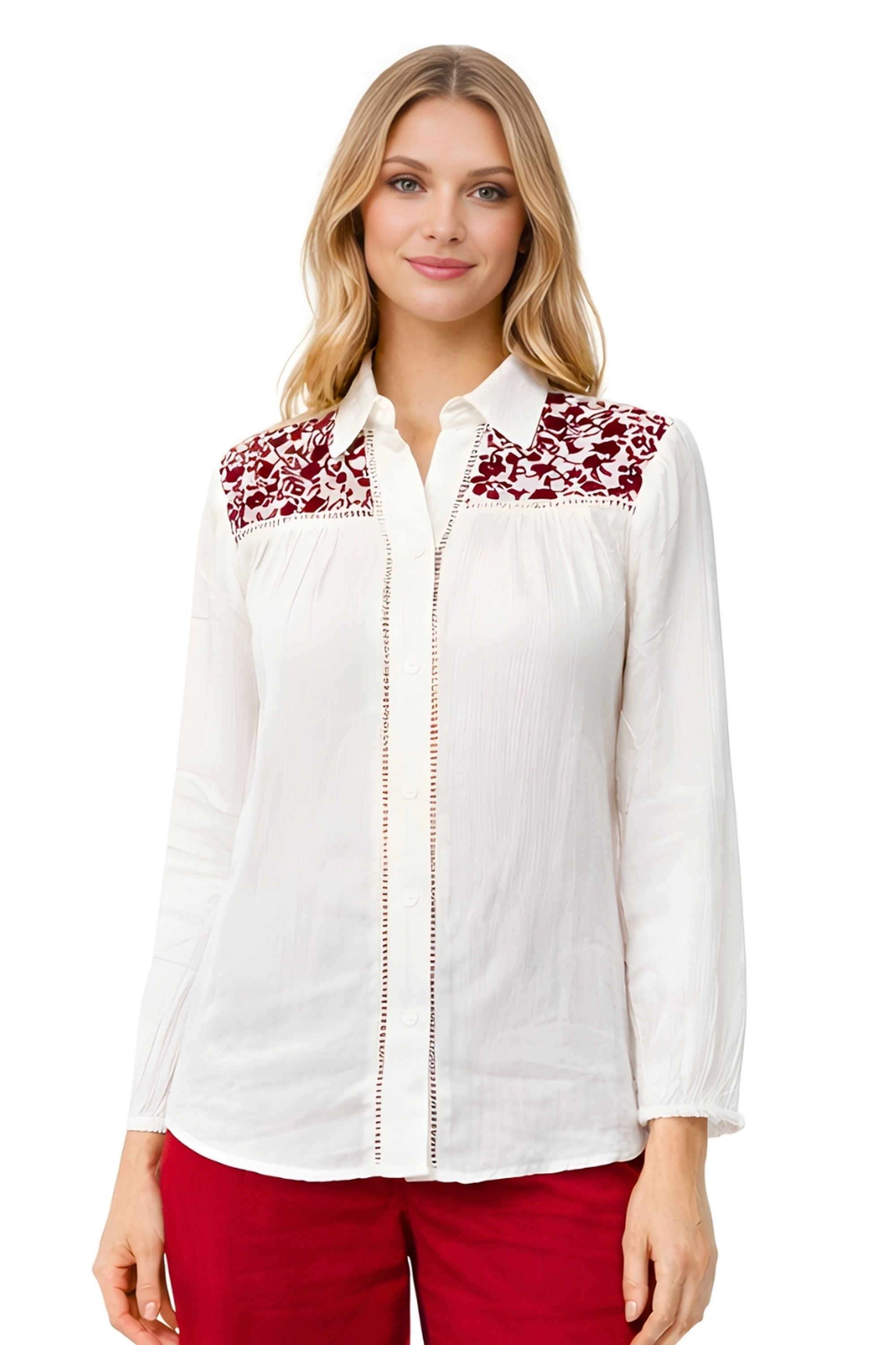 Solid-Viscose-Collared-Women-s-Top