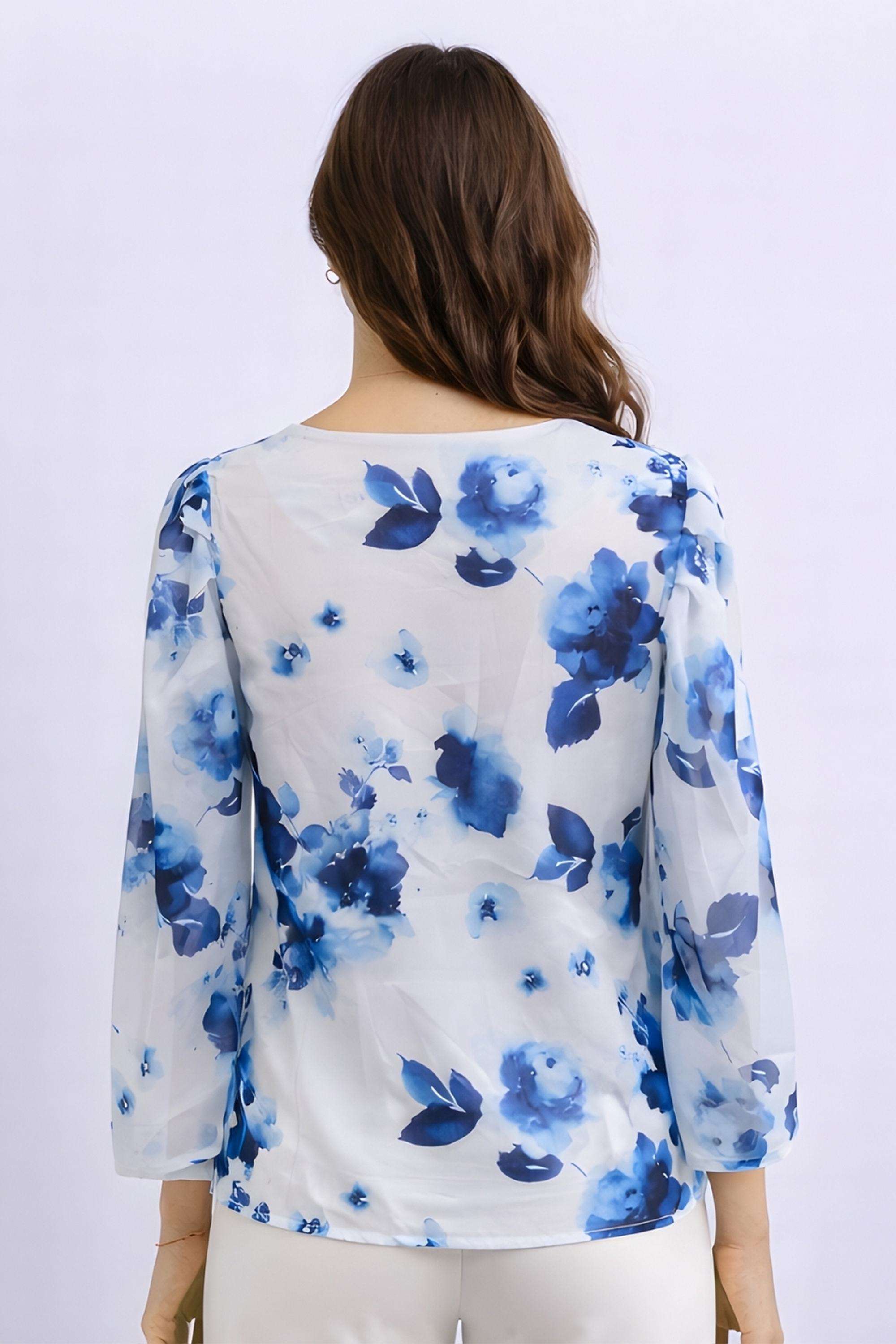 Floral-Polyester-Women-s-Top