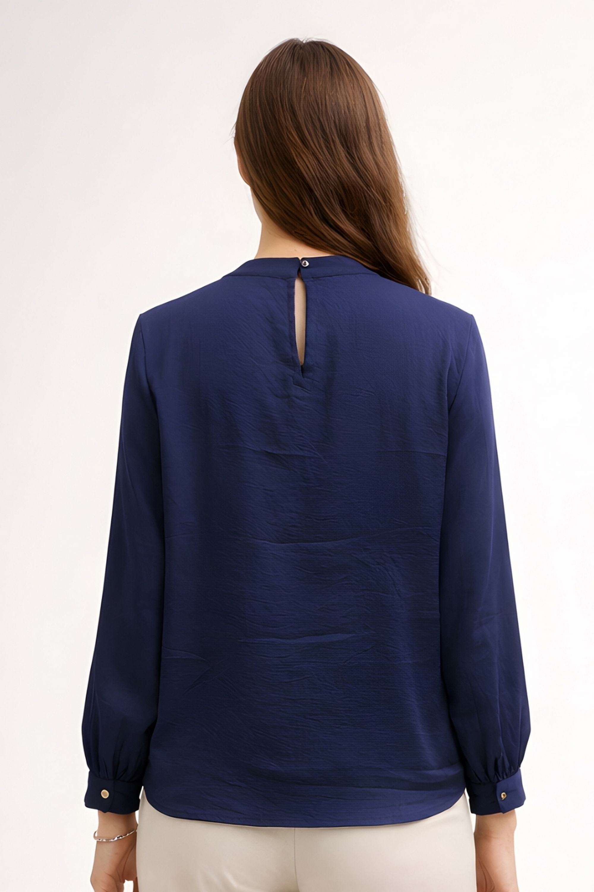 Solid-Viscose-Round-Neck-Women-s-Top
