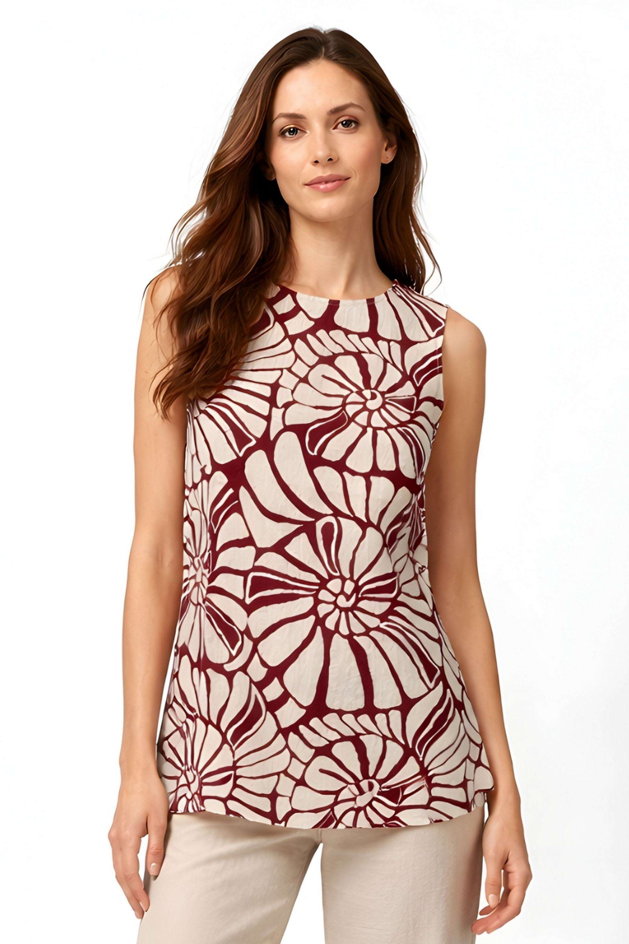 Animal-Print-Blended-Fabric-Round-Neck-Women-s-Top