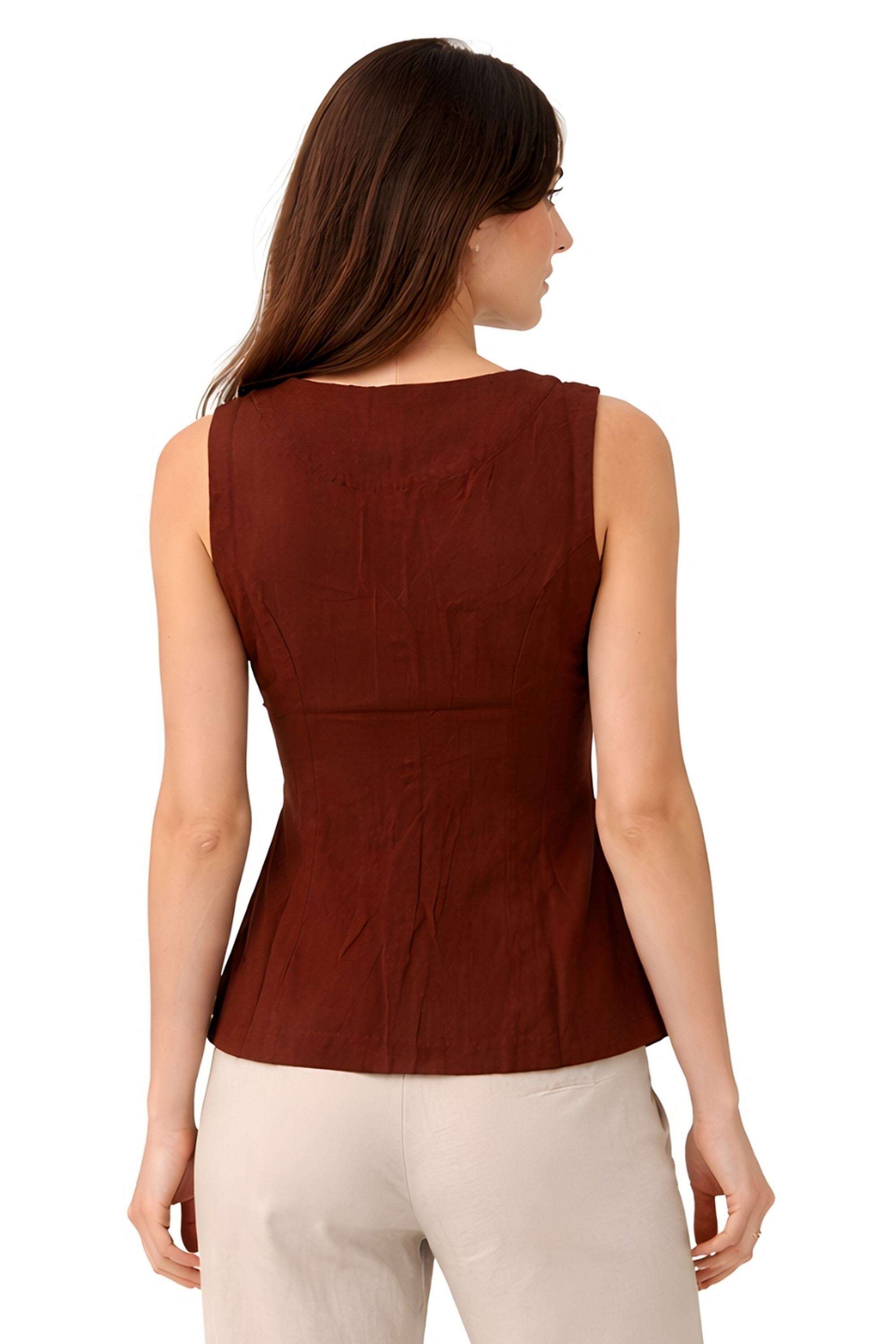 Solid-Blended-Fabric-V-Neck-Women-s-Top