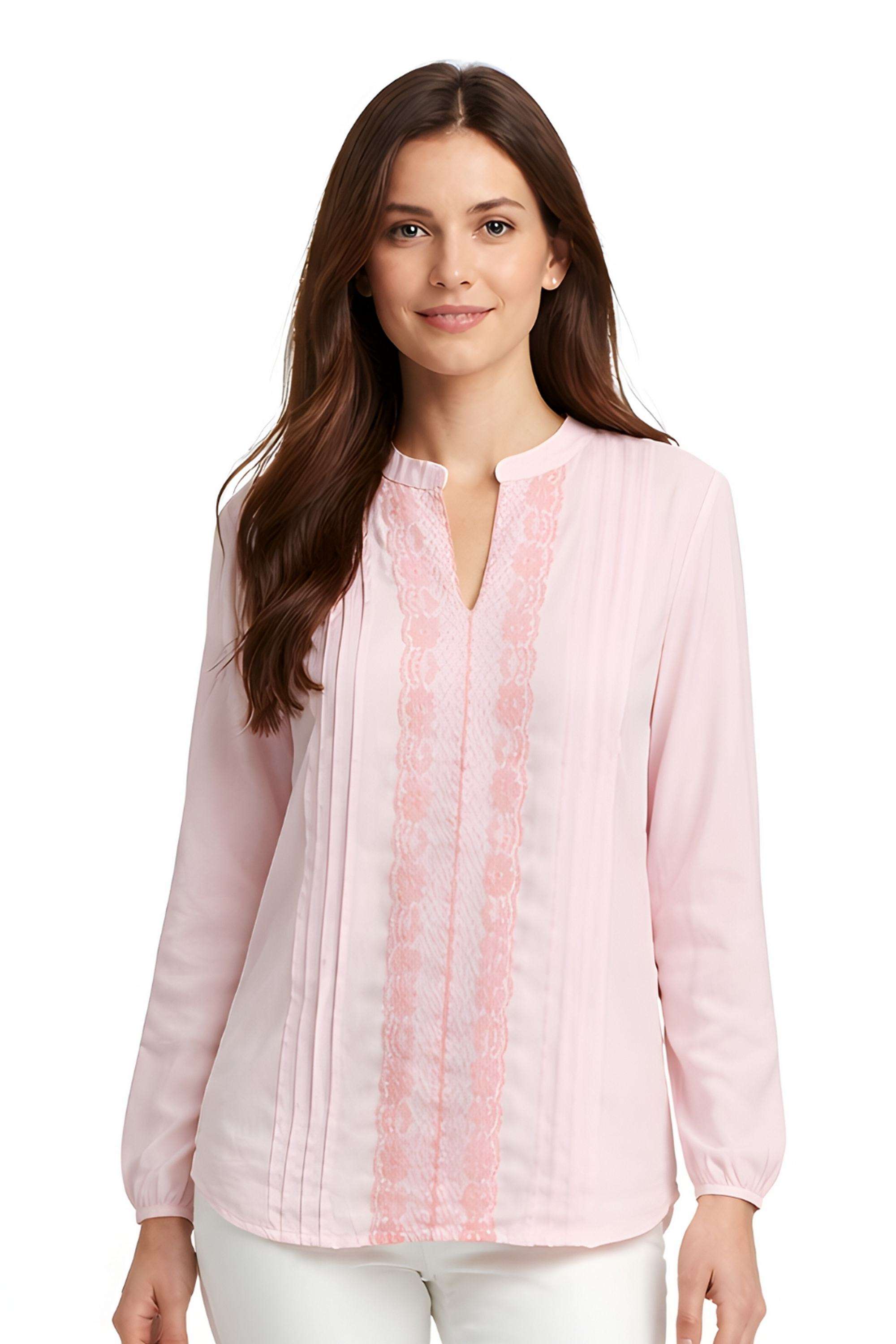 Solid-Polyester-V-Neck-Women-s-Top