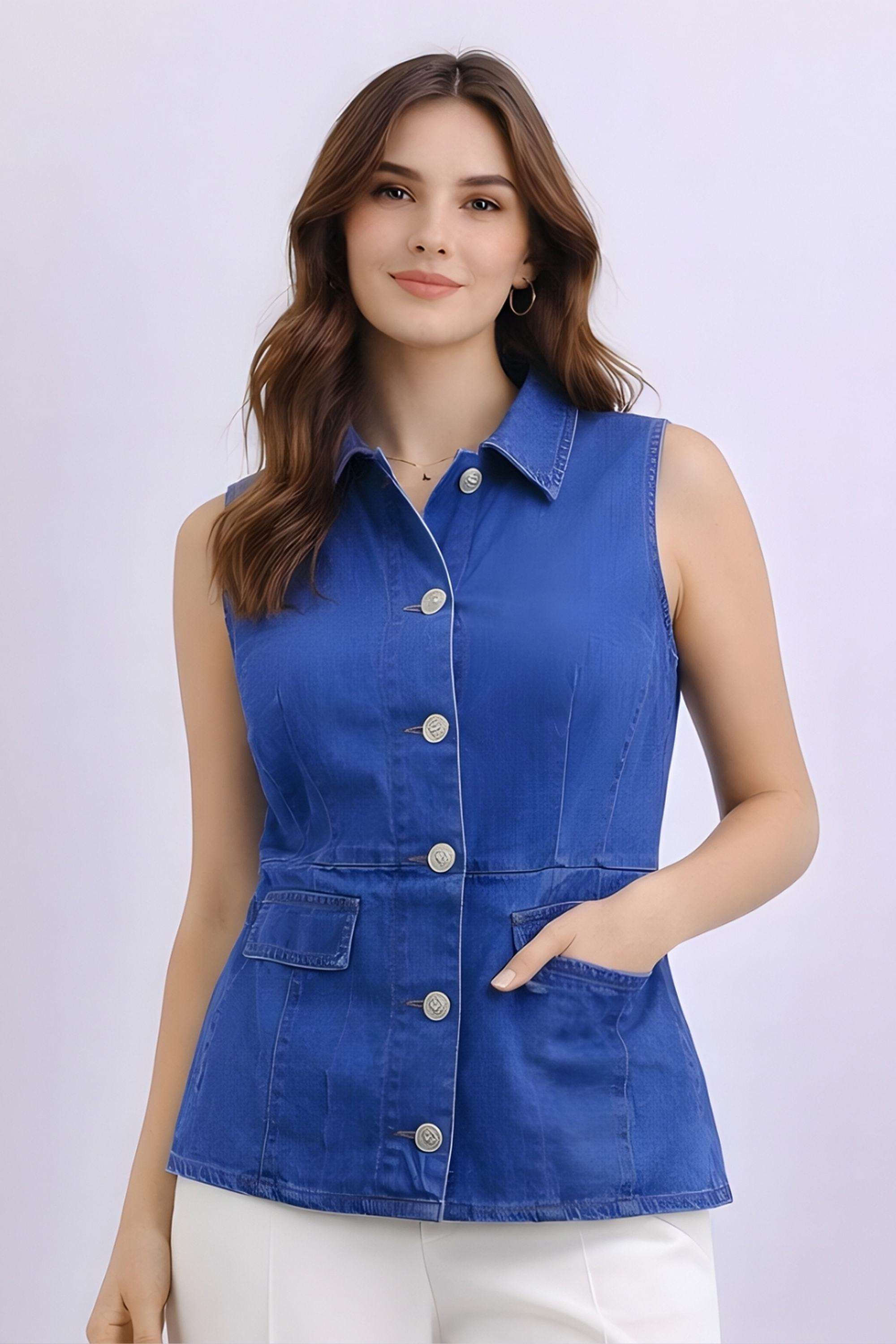 Solid-Cotton-Women-s-Top