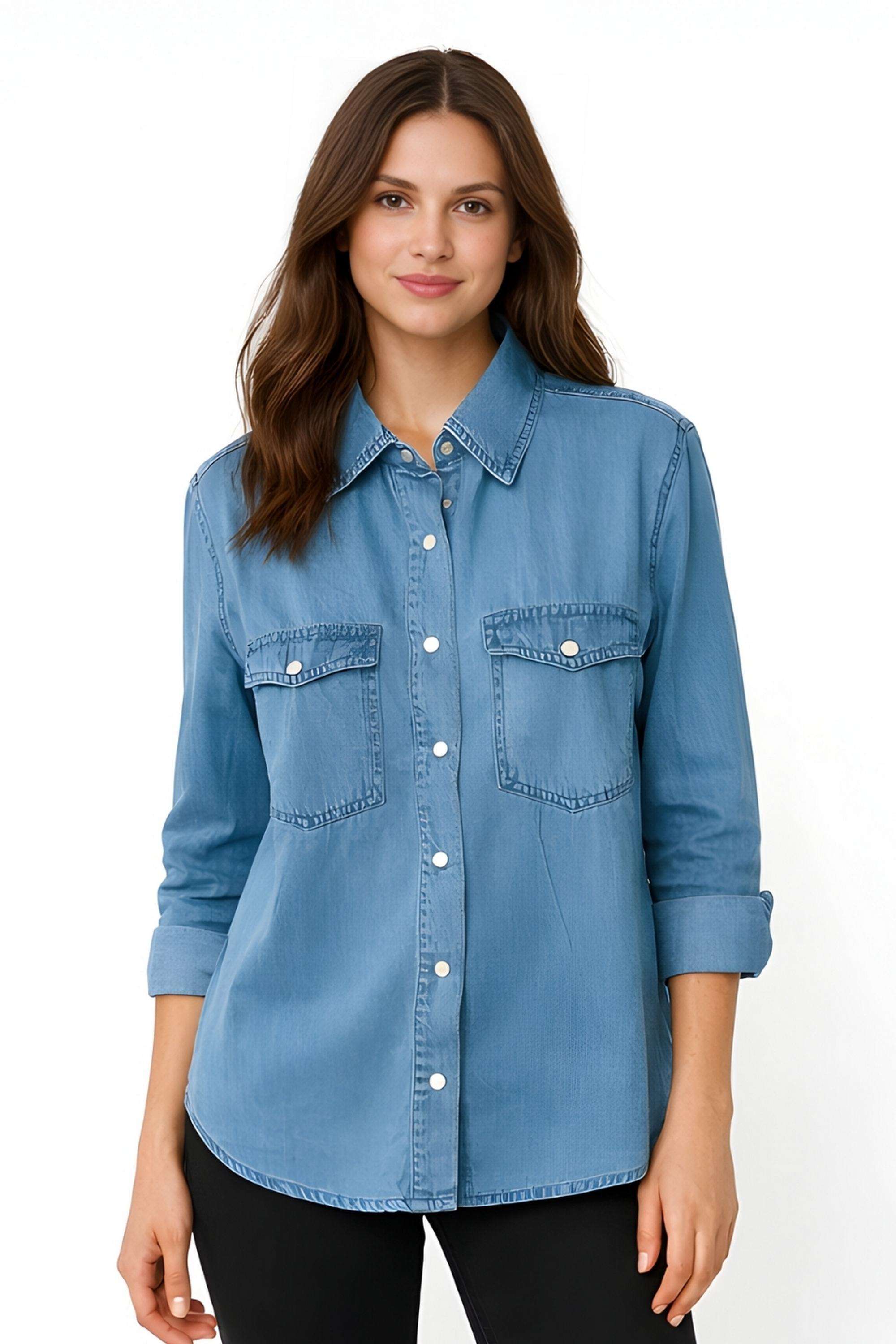 Solid-Cotton-Collared-Women-s-Top