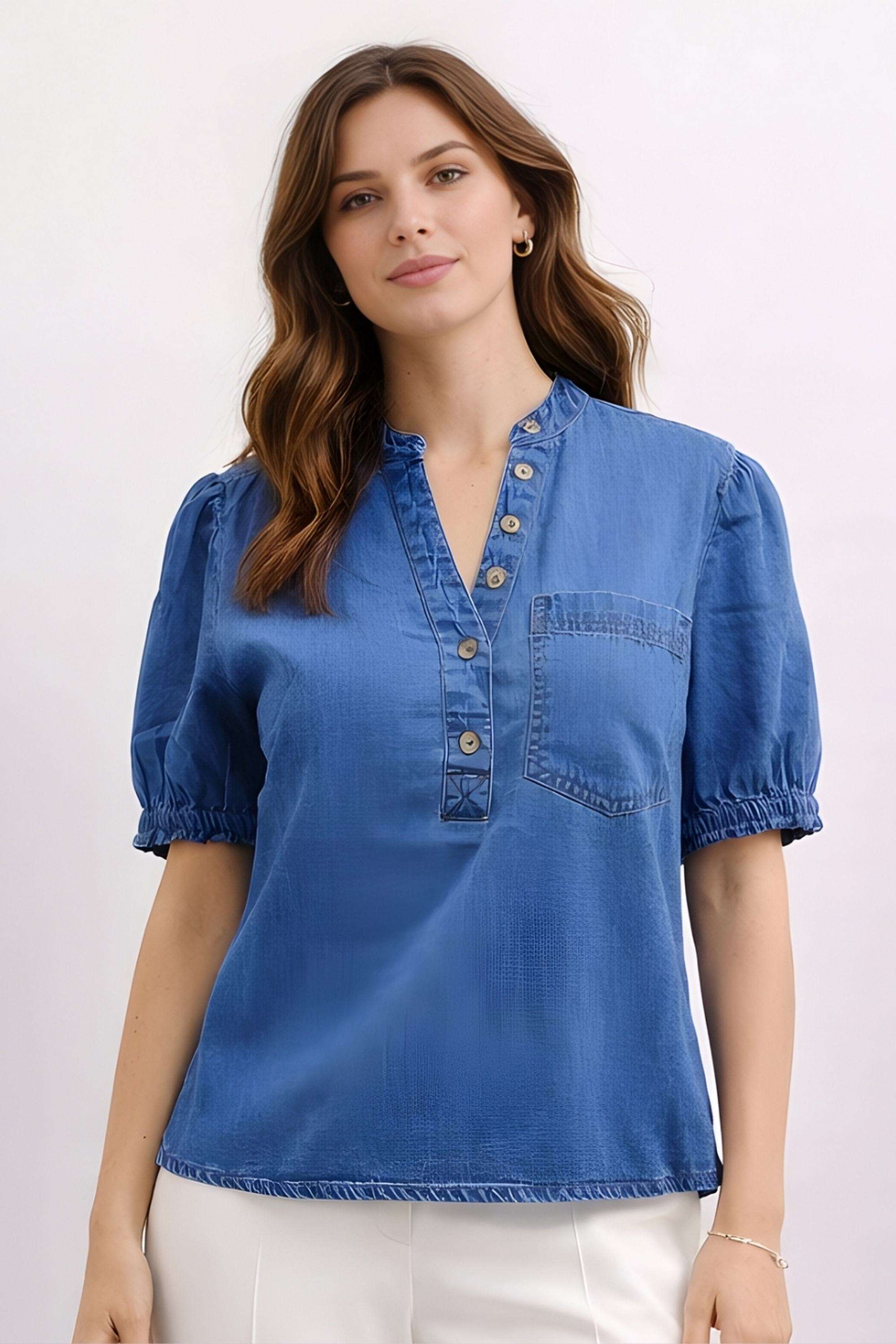 Solid-Cotton-Women-s-Top