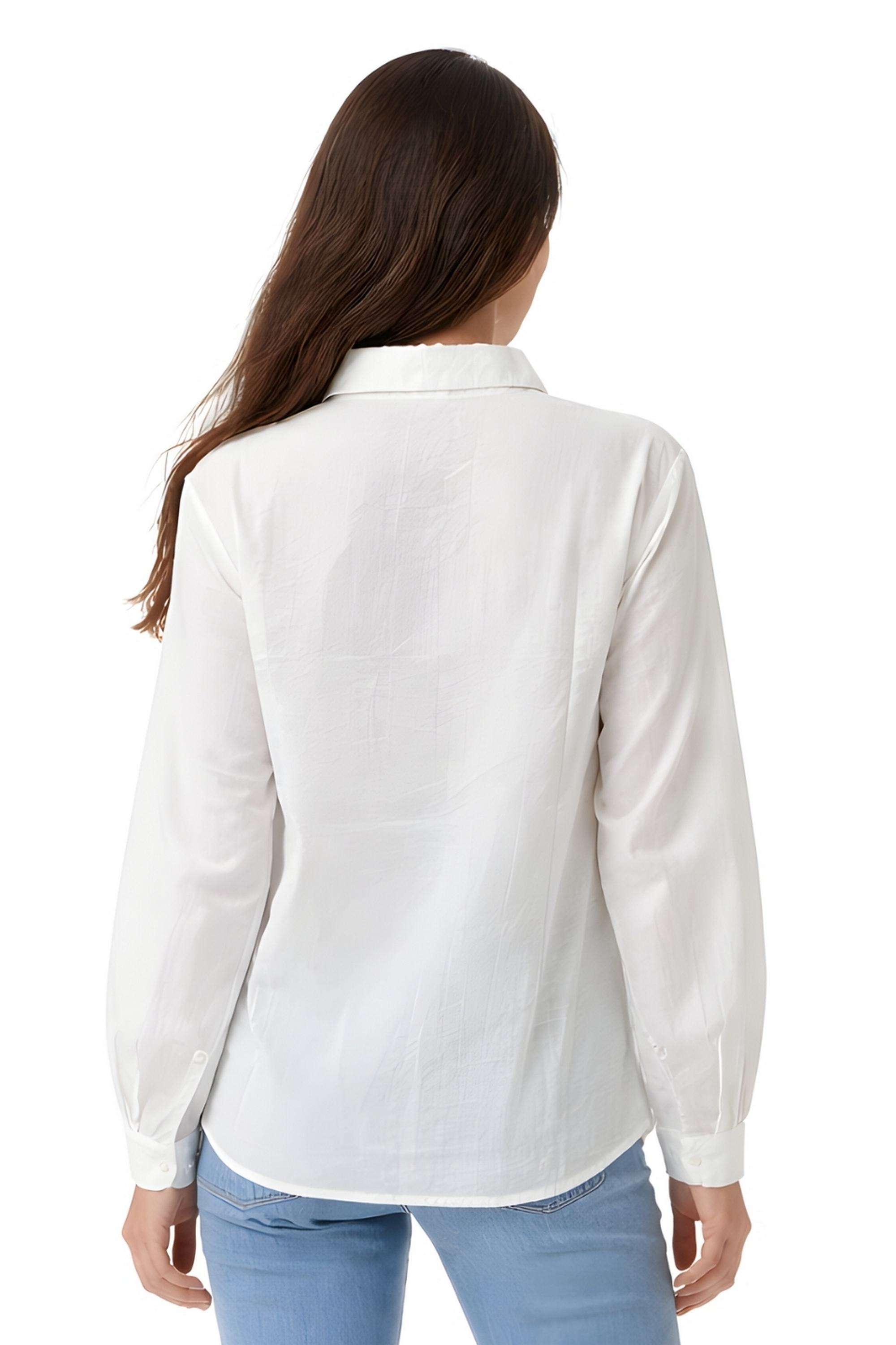 Embroidered-Blended-Fabric-Collared-Women-s-Top