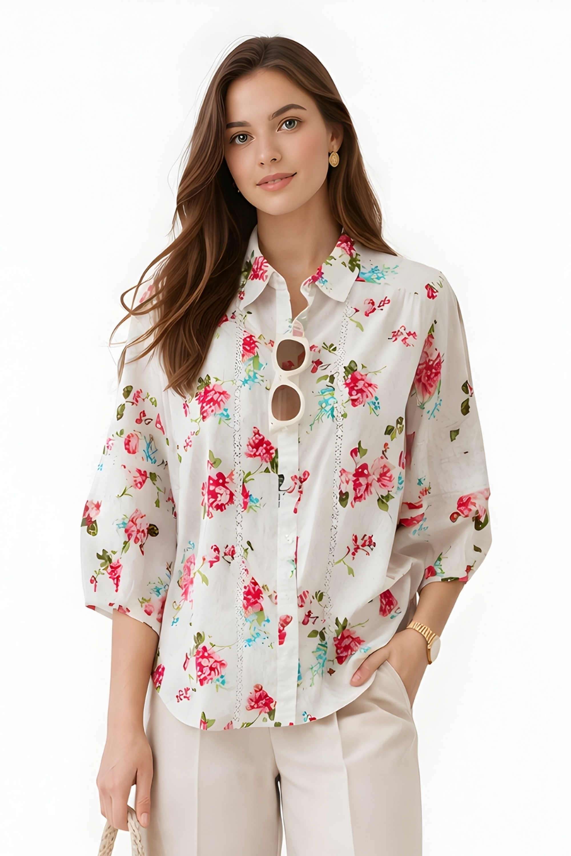 zink london Floral Cotton Regular Fit Women's Top-picture-14