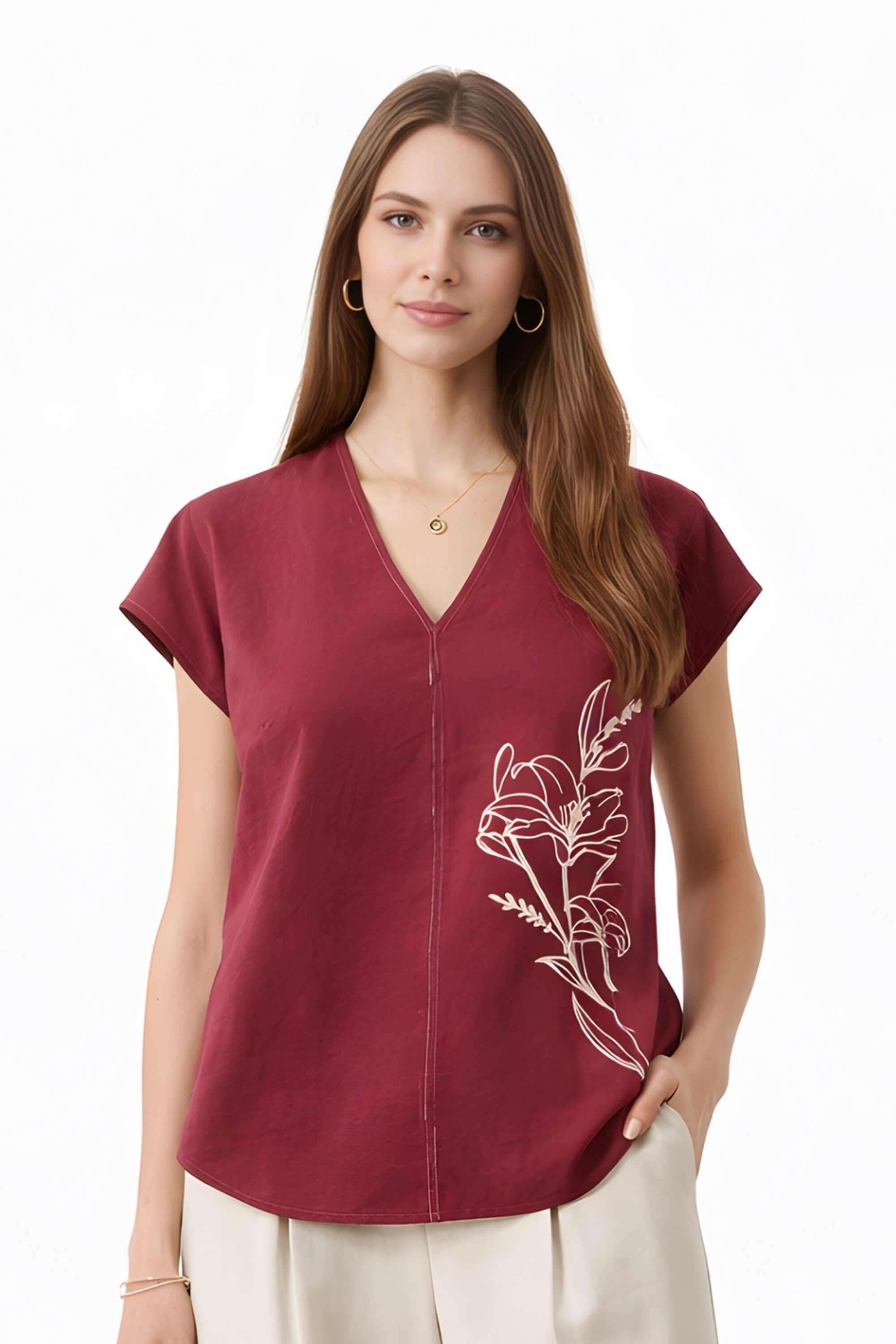 zink london Embroidered Blended Fabric Regular Fit Women's Top-picture-29