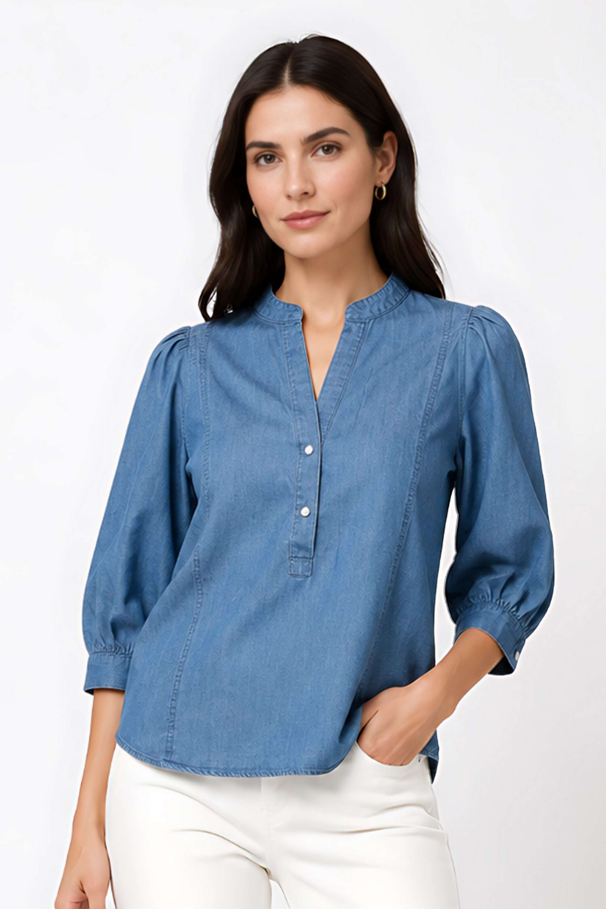 zink london Solid Cotton Collared Women's Top-picture-35