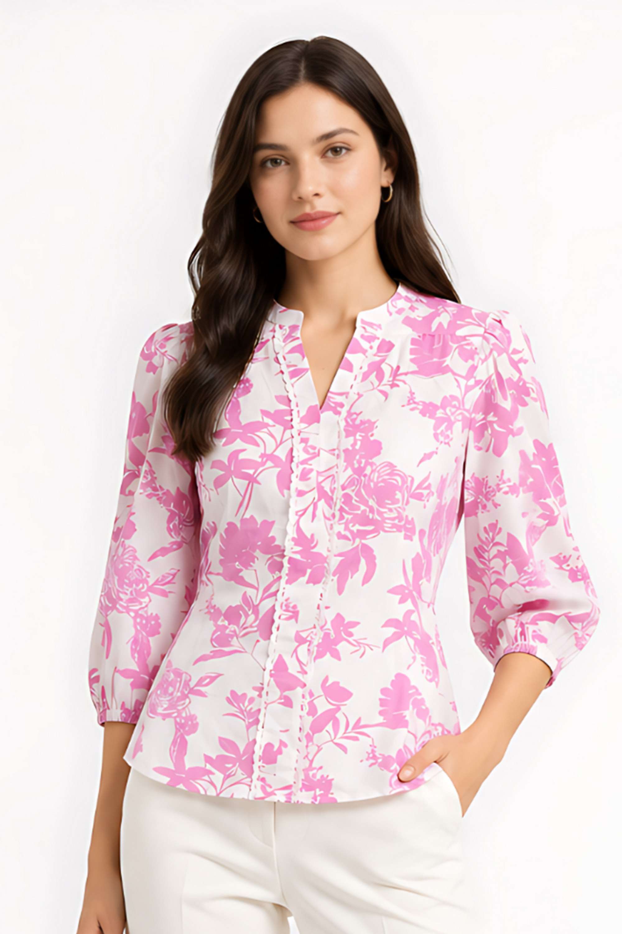 zink london Printed Blended Fabric Collared Women's Top-picture-16