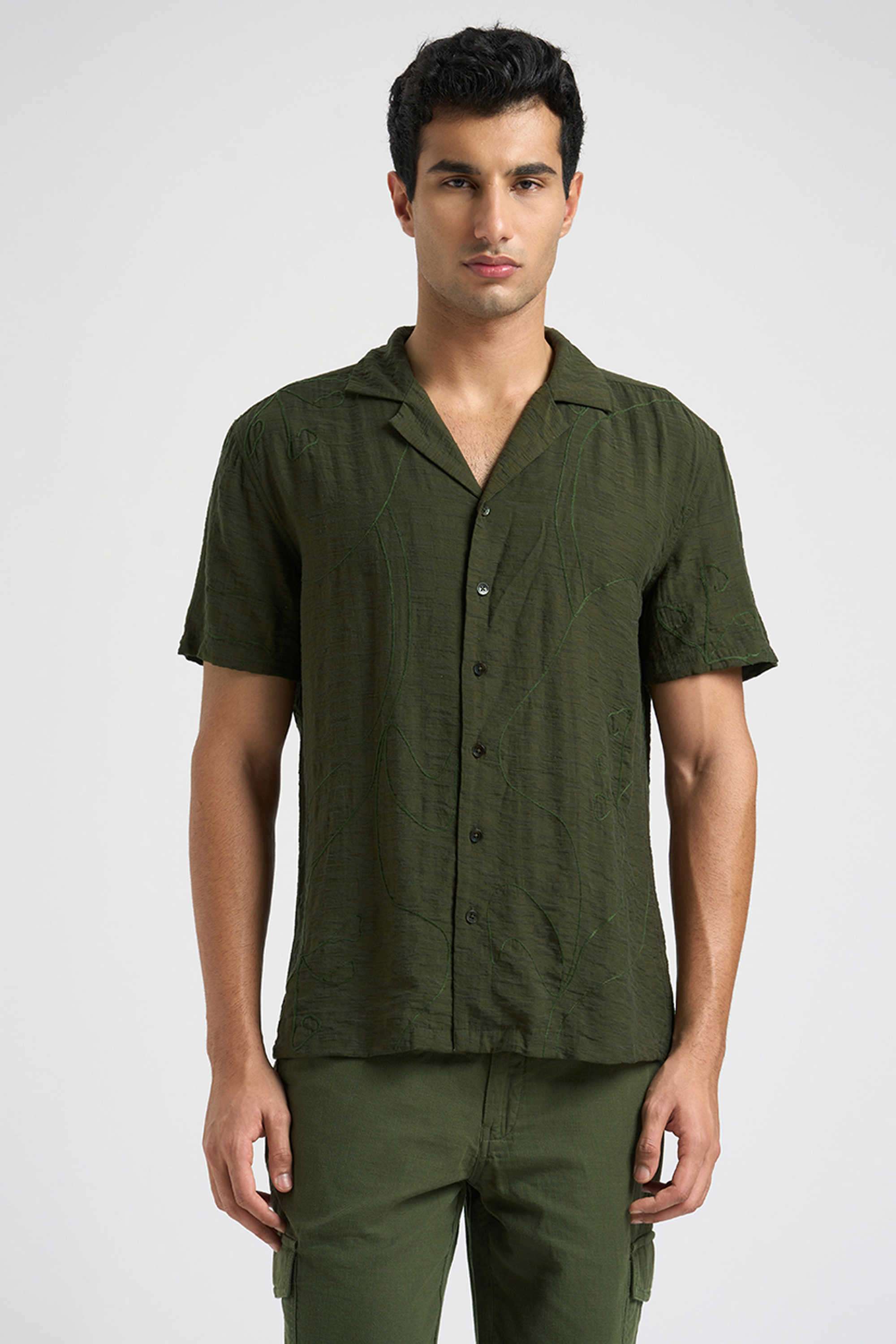 Solid-Viscose-Men-s-Casual-Wear-Shirt