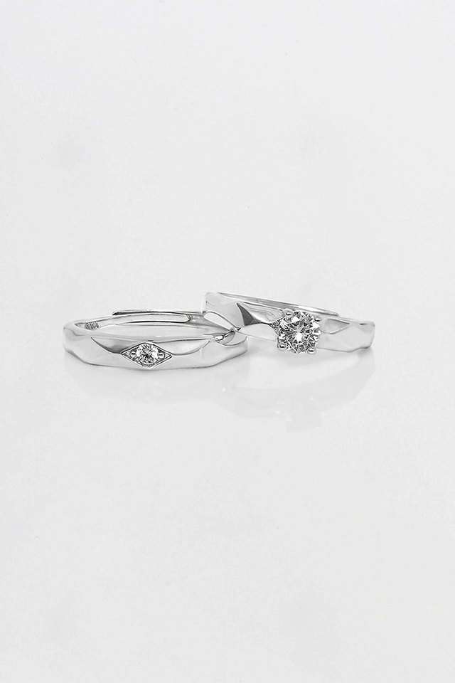 Cubic-Zirconia-Silver-Adjustable-Womens-Ring