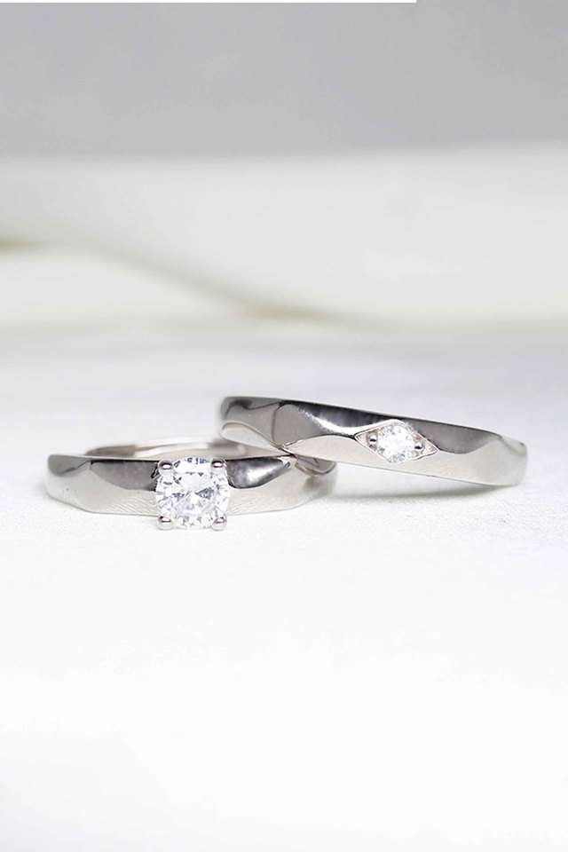 Cubic-Zirconia-Silver-Adjustable-Womens-Ring